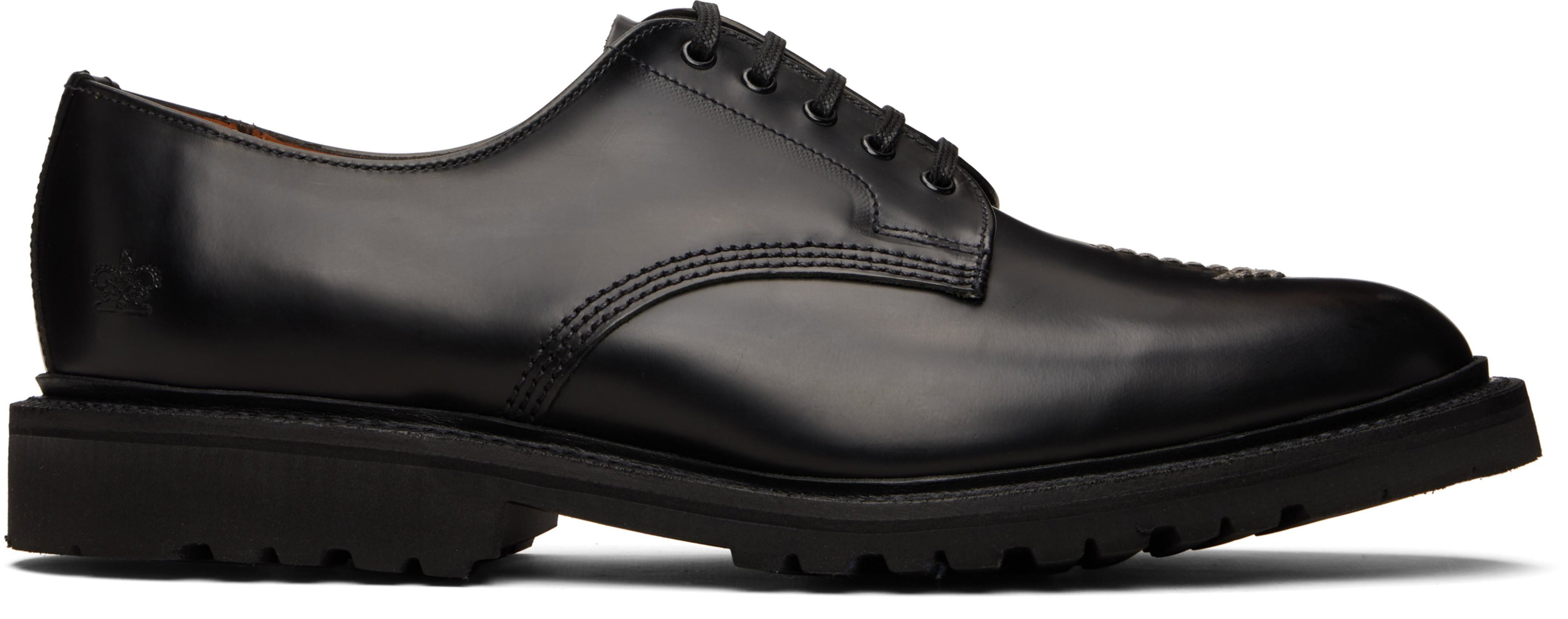 Black Sanders Edition Glossy Leather Derbys by COMME DES GARCONS