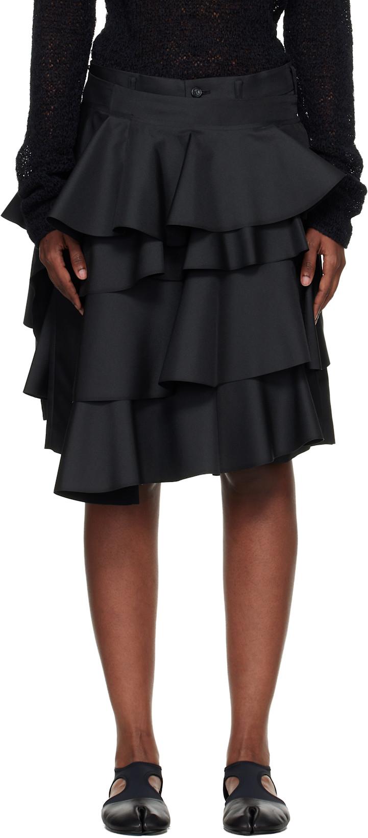 Black Twill Drape Shorts by COMME DES GARCONS