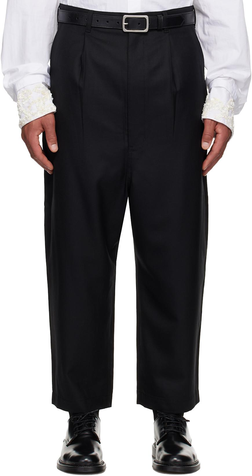 Black Wool Gabardine Trousers by COMME DES GARCONS Black Wool Gabardine Trousers by COMME DES GARCONS