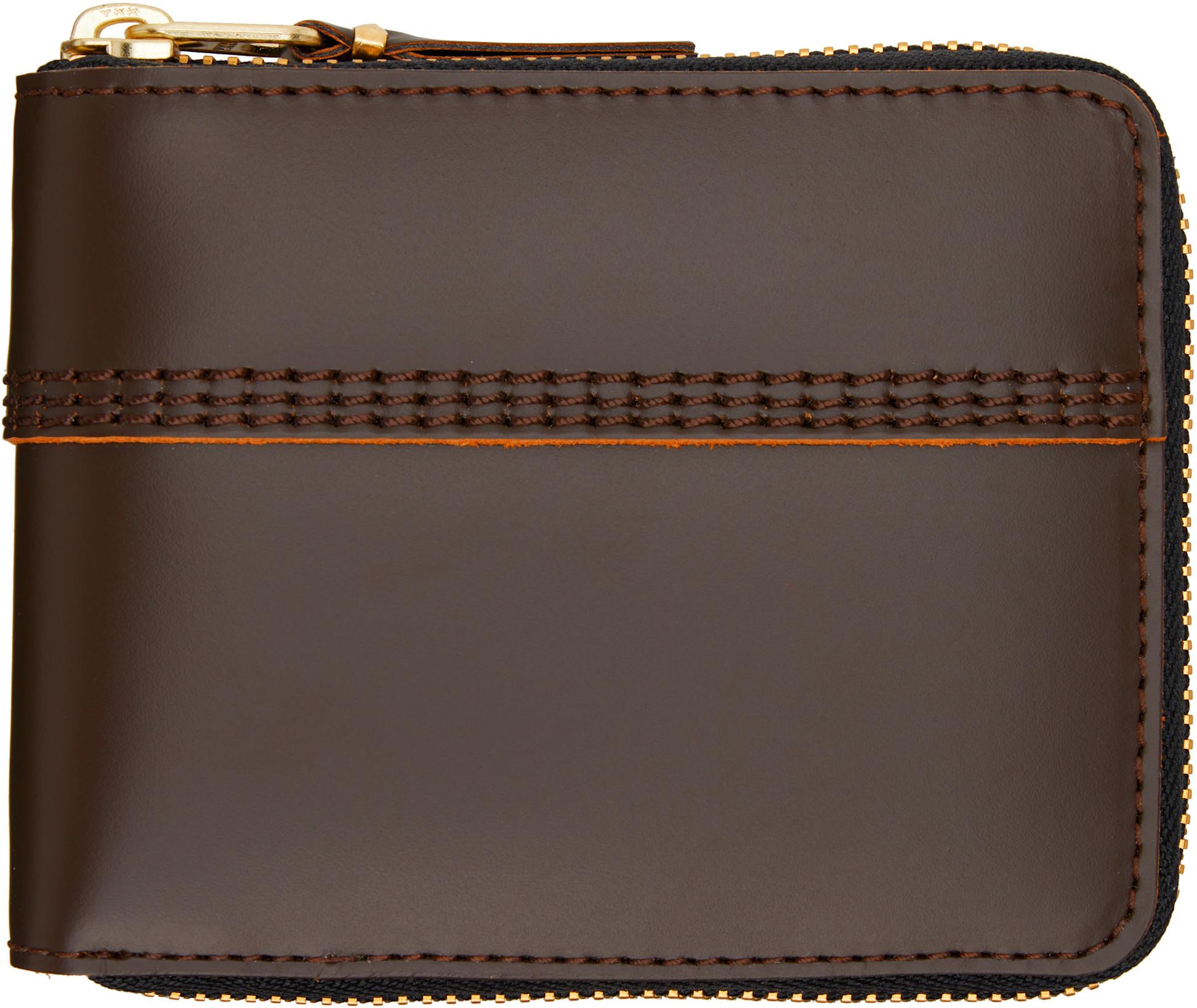 Brown Triple Stitch Wallet by COMME DES GARCONS
