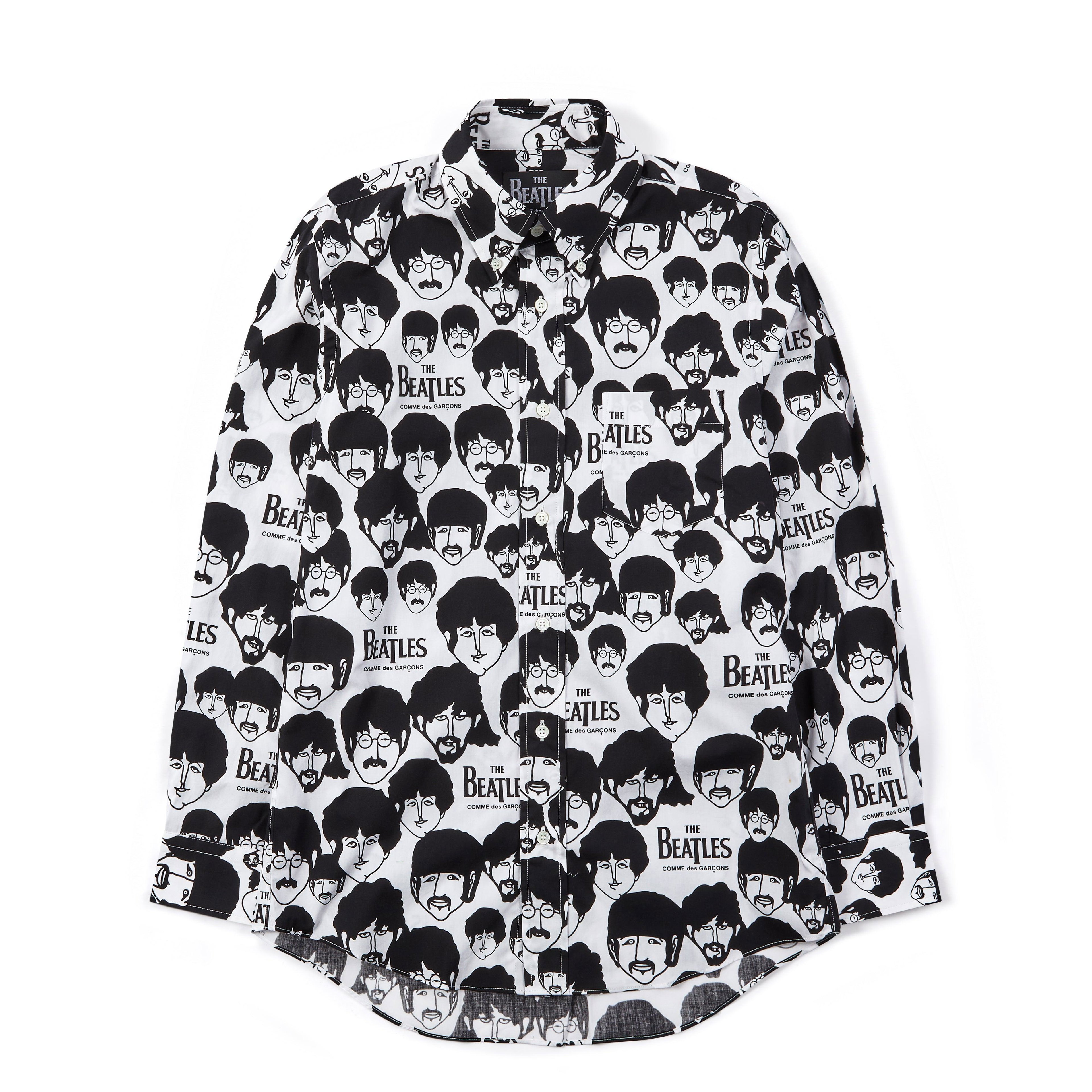 CDG Beatles - Faces Print Shirt - (White/Black) by COMME DES GARCONS