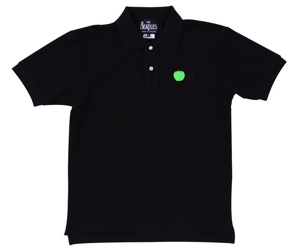 CDG Beatles - Polo Shirt - (Black with embroidered Apples) by COMME DES GARCONS