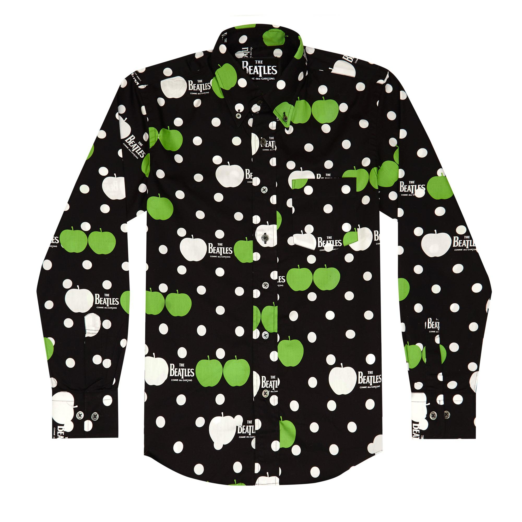 CDG Beatles - Shirt - (Black with Green/White Apples) by COMME DES GARCONS
