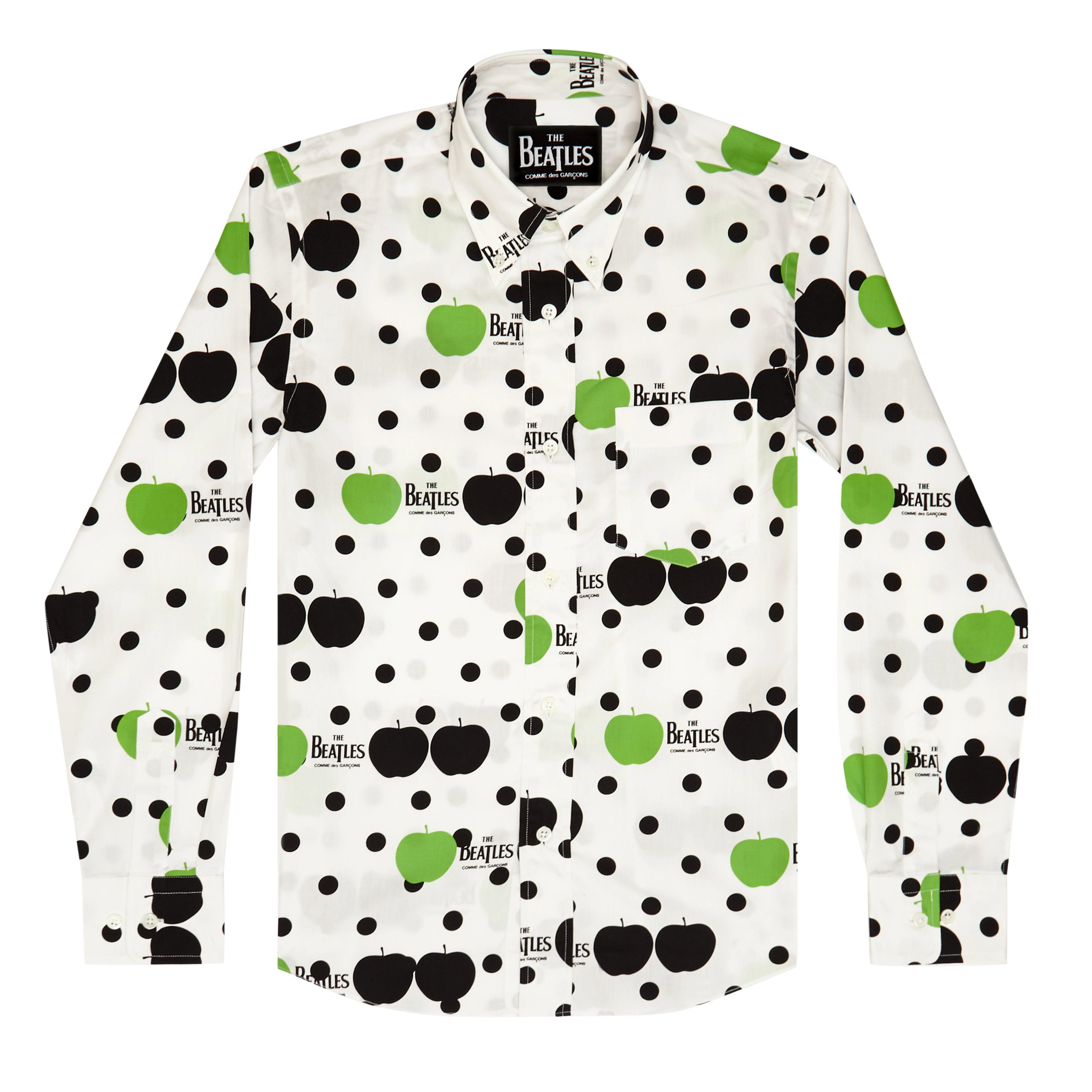 CDG Beatles - Shirt - (White with Black/Green Apples) by COMME DES GARCONS