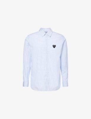 CDG Embroidered Heart Stripe Cotton Shirt by COMME DES GARCONS