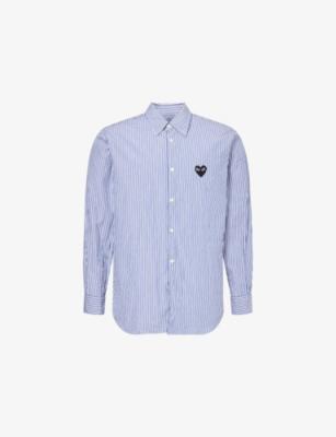 CDG Embroidered Heart Stripe Cotton Shirt by COMME DES GARCONS