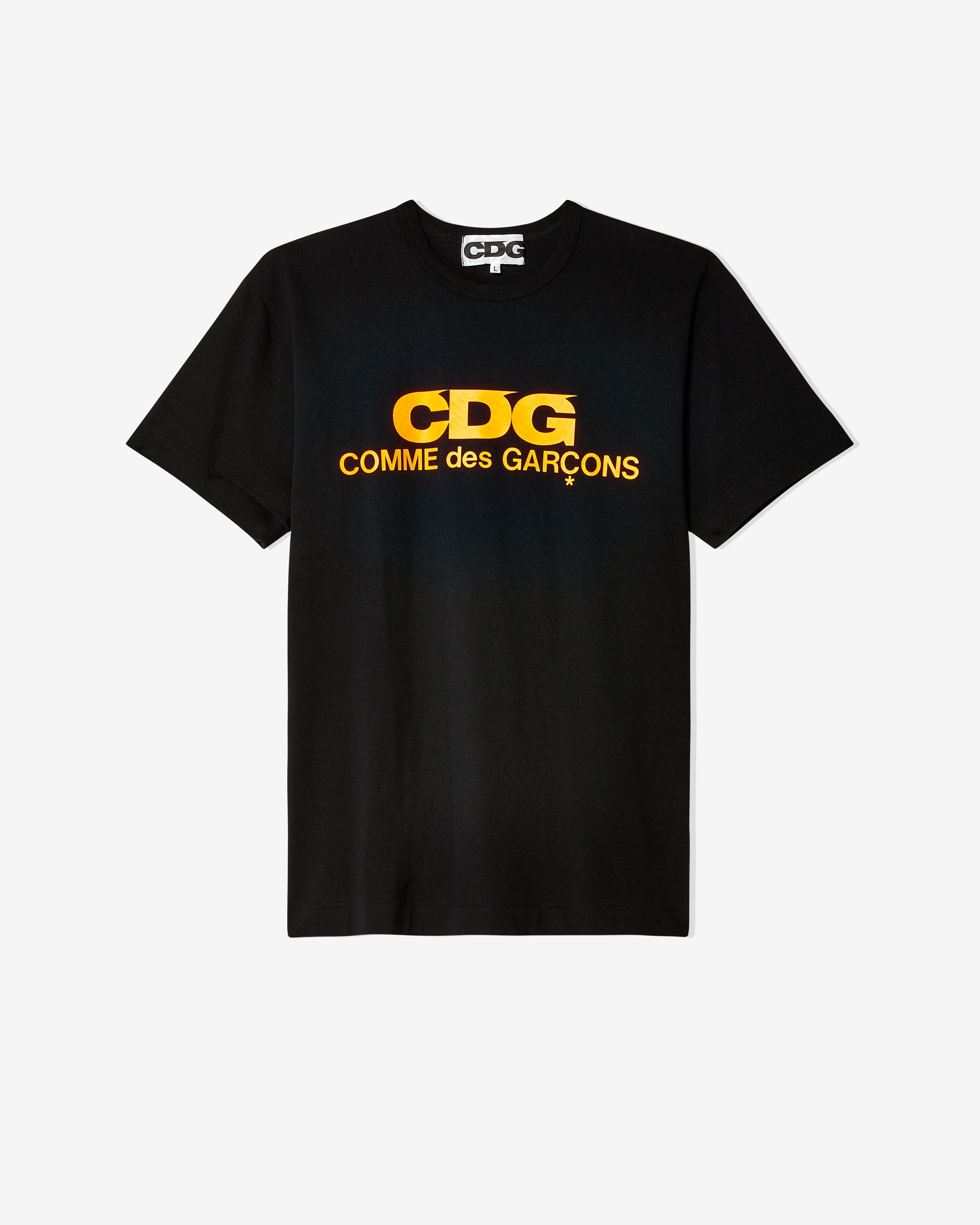 CDG - Fluo Color Logo Tee - (Black/Orange) by COMME DES GARCONS