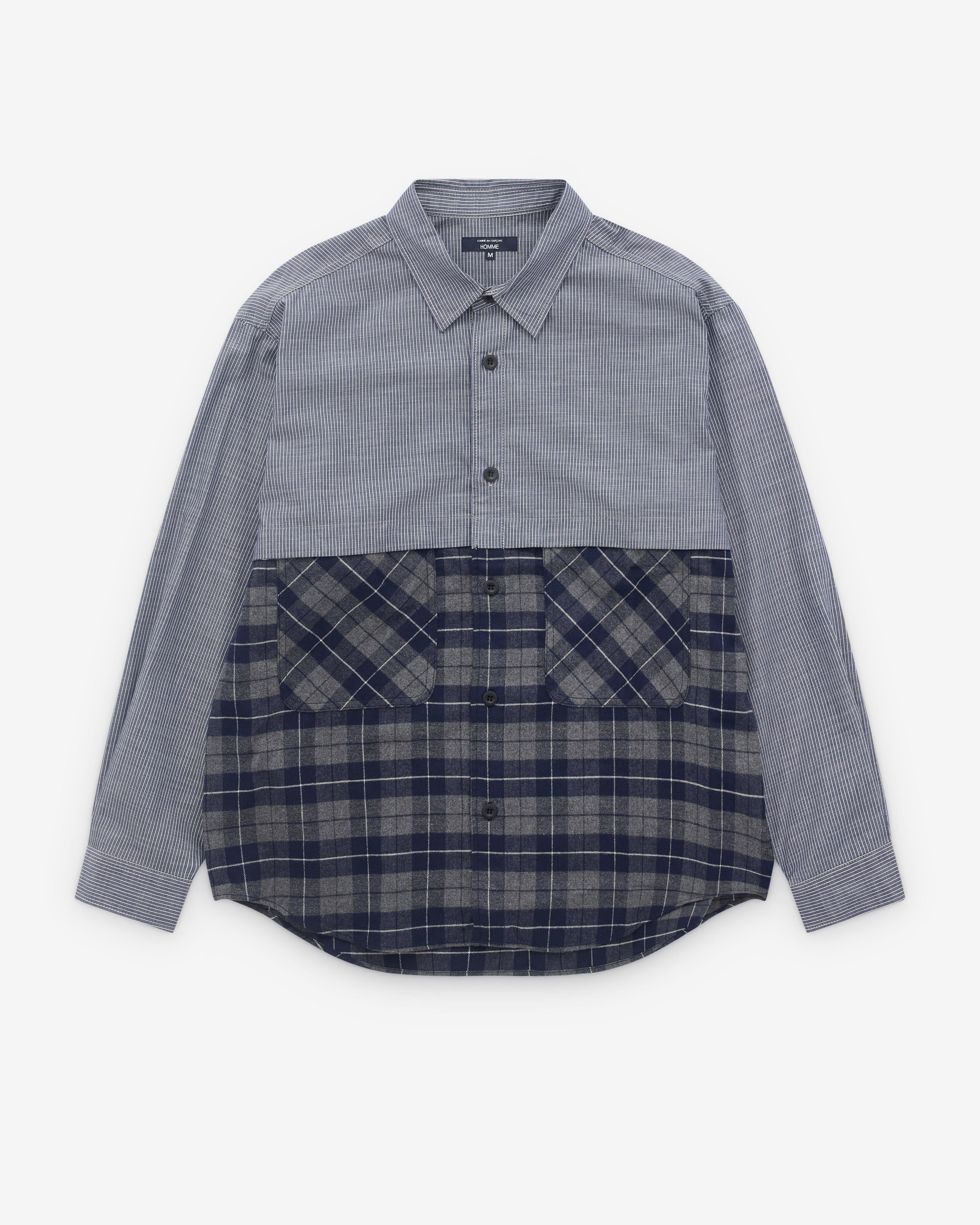 CDG Homme - Men’s Check Panel Shirt - (Multi) by COMME DES GARCONS