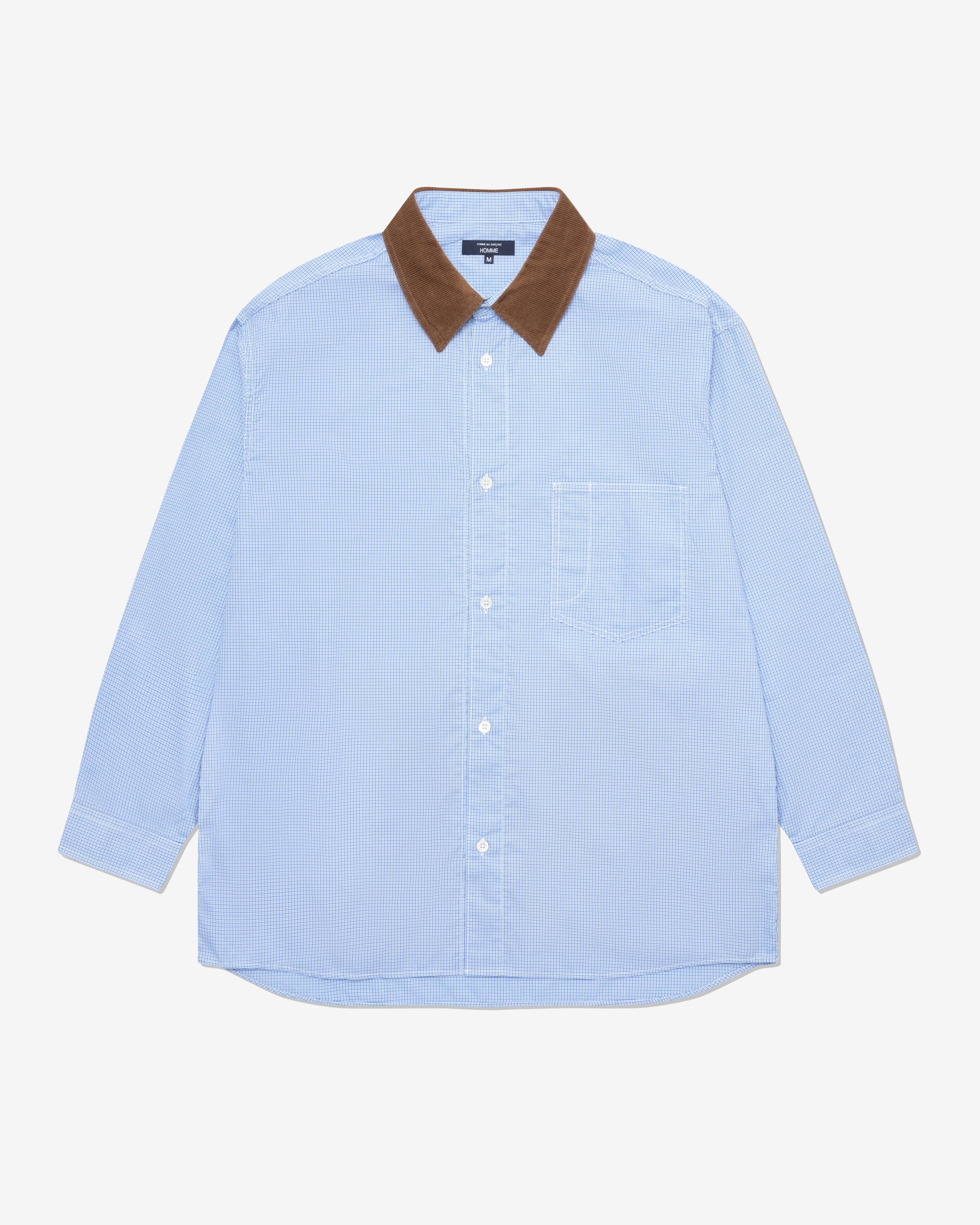 CDG Homme - Men's Contrast Collar Shirt - (Navy/Brown) by COMME DES GARCONS