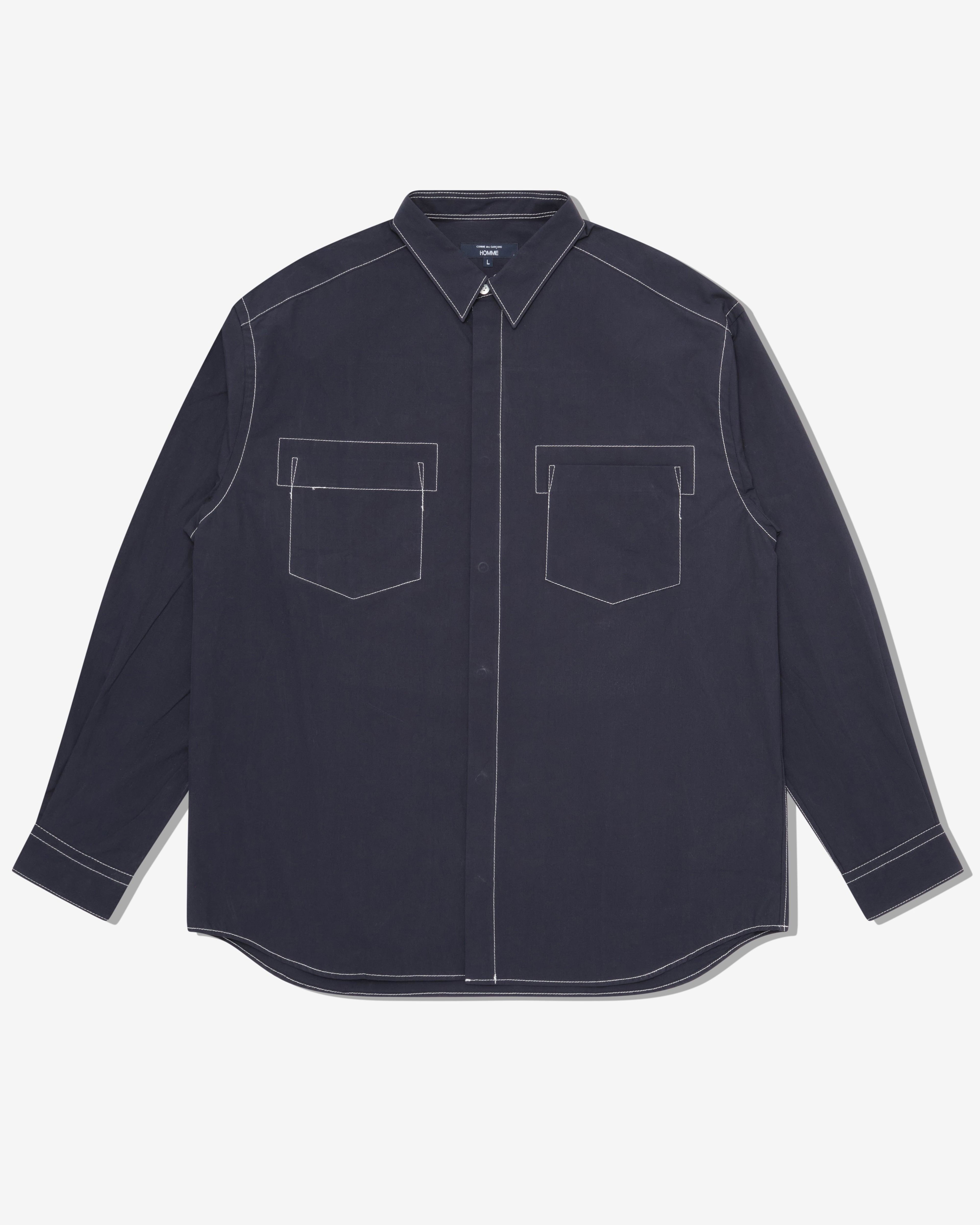 CDG Homme - Men's Contrast Seams Shirt - (Navy) by COMME DES GARCONS