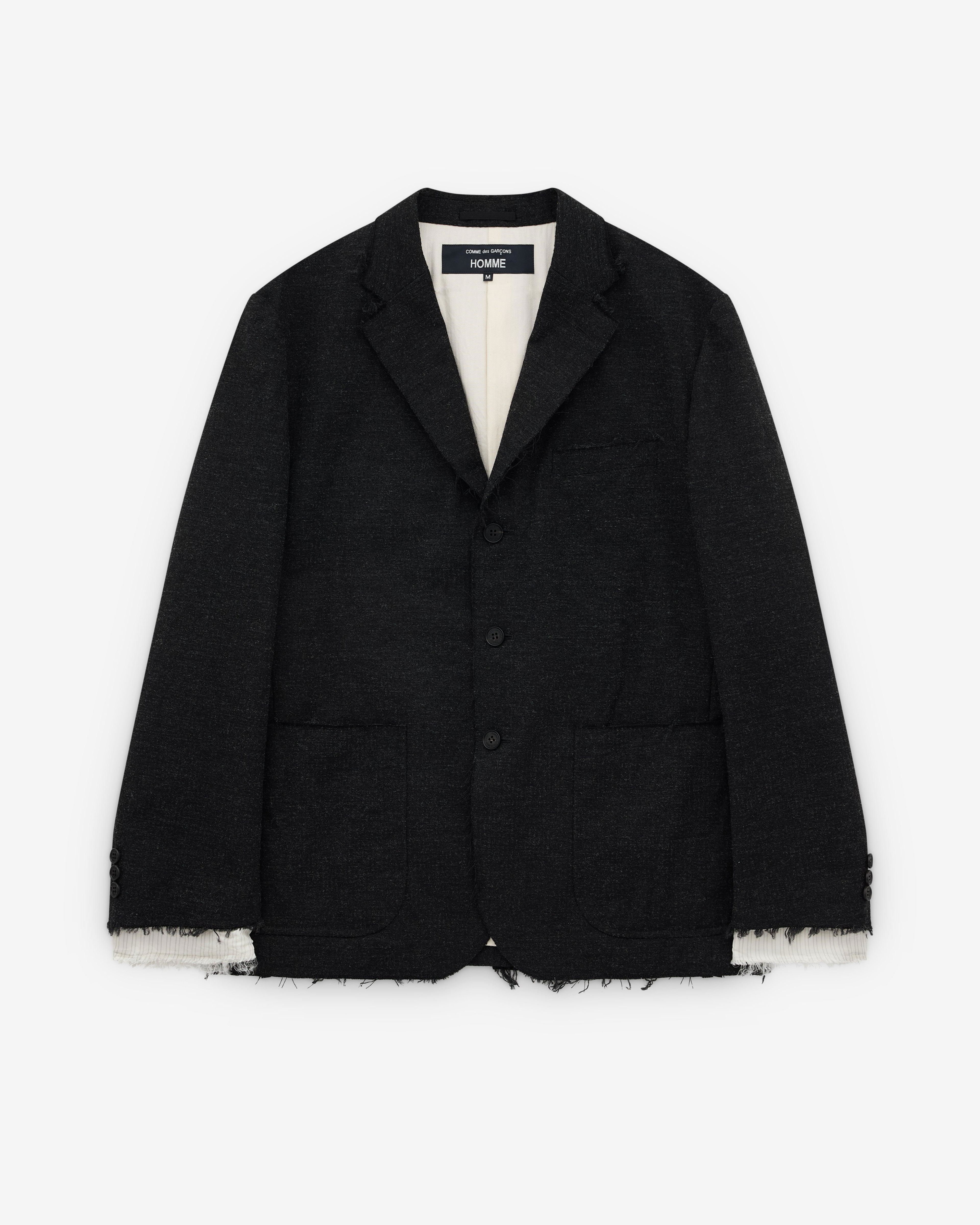 CDG Homme - Men’s Raw Hem Wool Blazer - (Charcoal) by COMME DES GARCONS