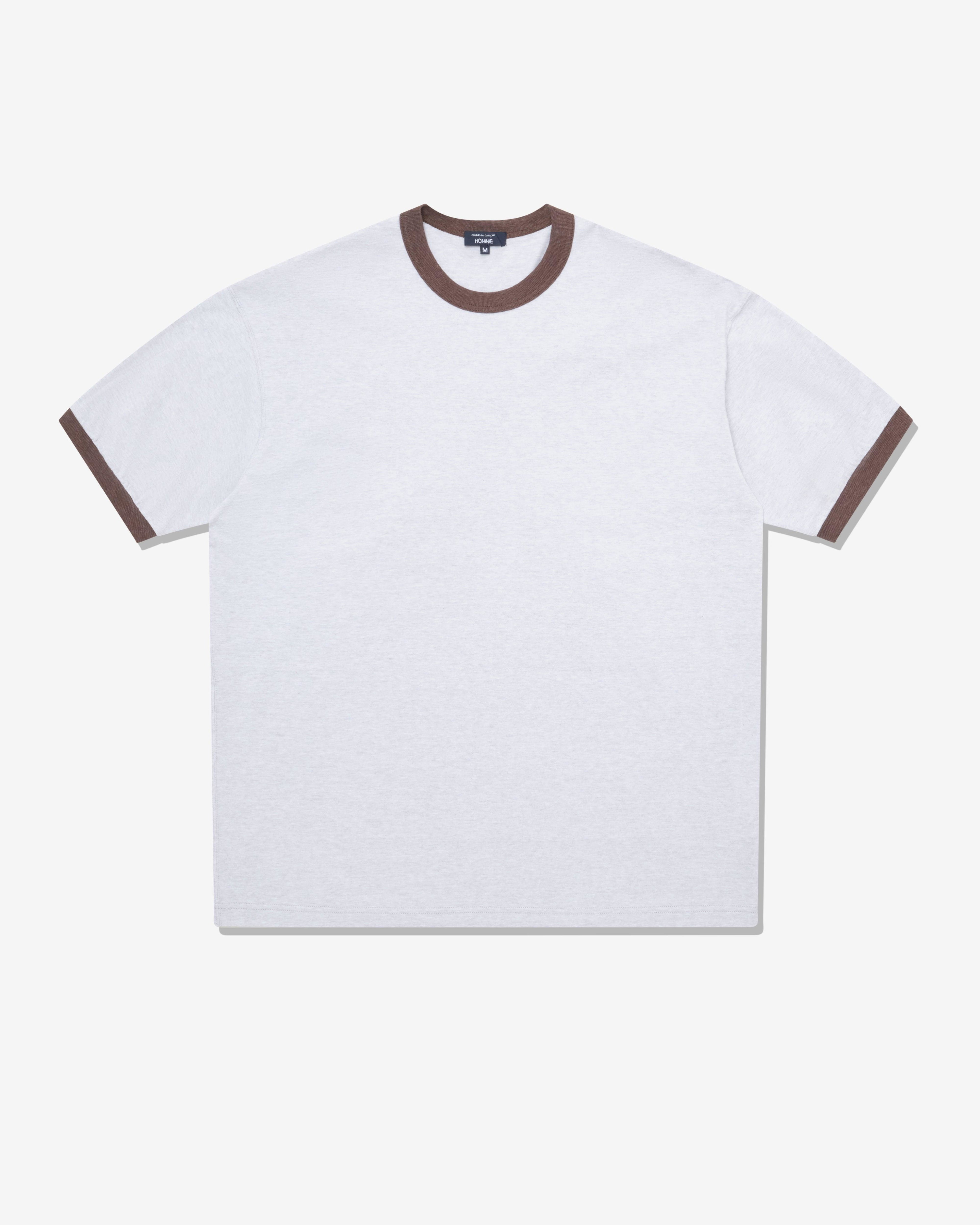 CDG Homme - Men's Ringer T-Shirt - (Light Gray/Brown) by COMME DES GARCONS