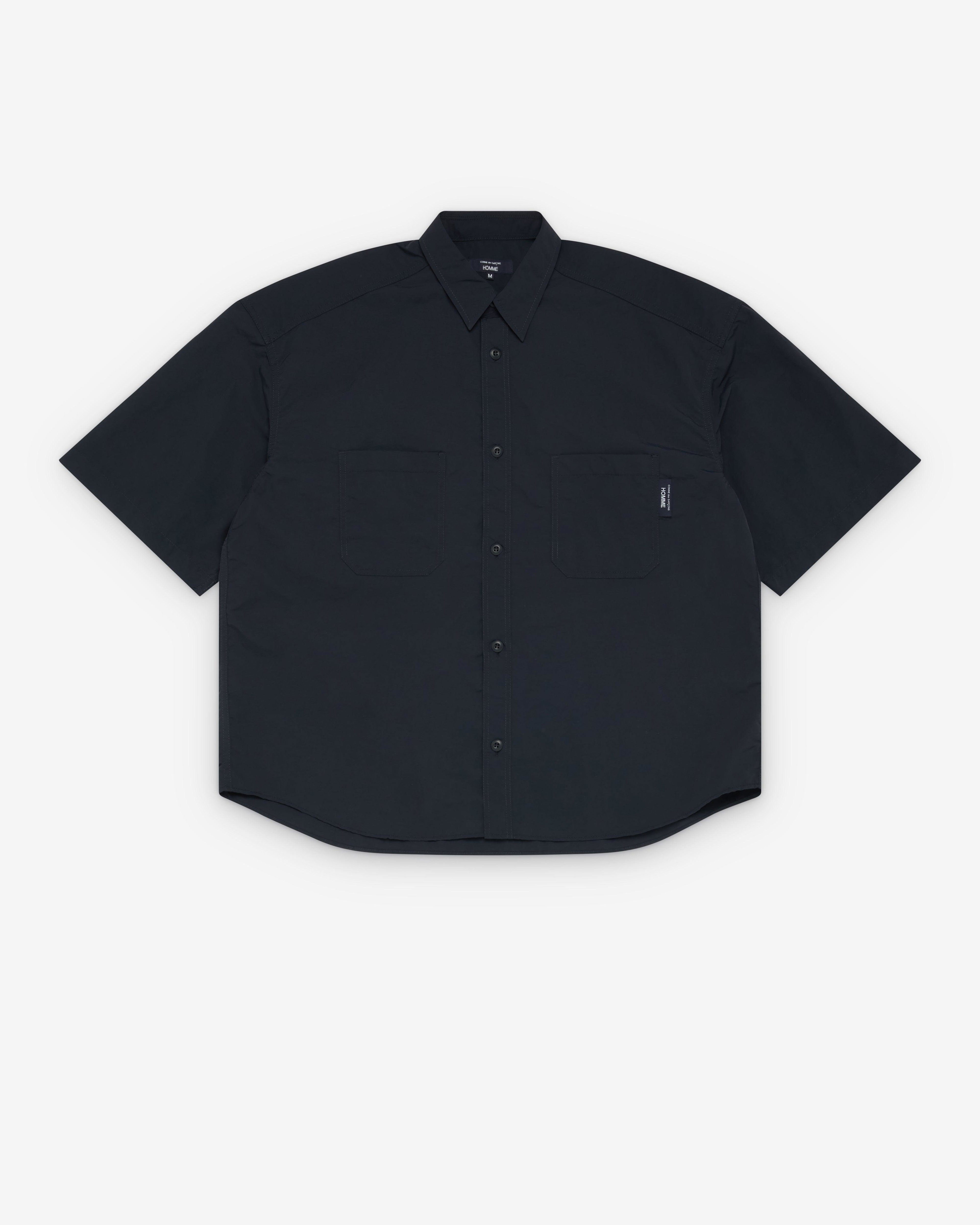 CDG Homme - Men's Short Sleeve Nylon Shirt - (Navy) by COMME DES GARCONS