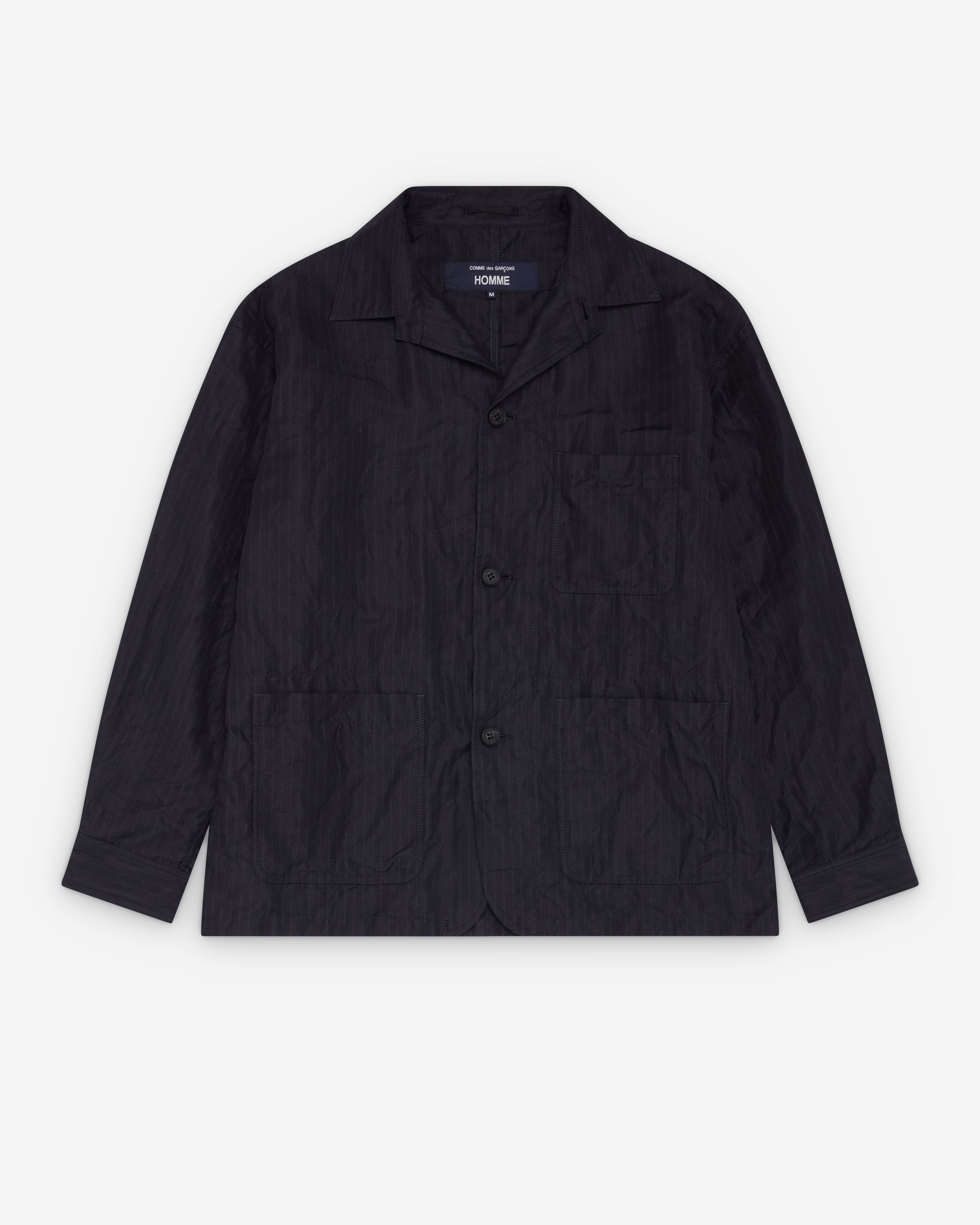 CDG Homme - Men's Striped Linen Twill Jacket - (Navy) by COMME DES GARCONS