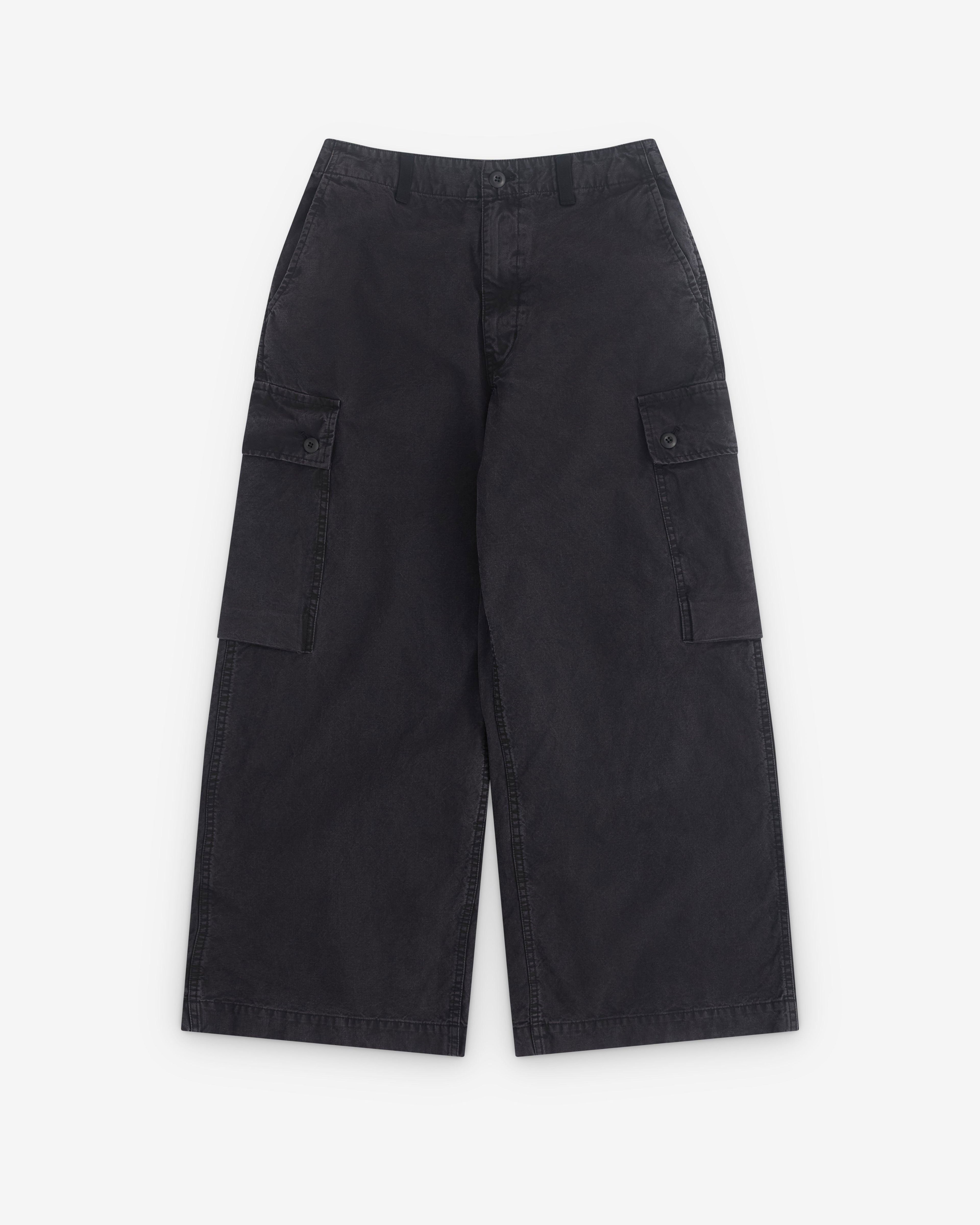 CDG Homme - Men’s Wide Leg Utility Trousers - (Washed Black) by COMME DES GARCONS