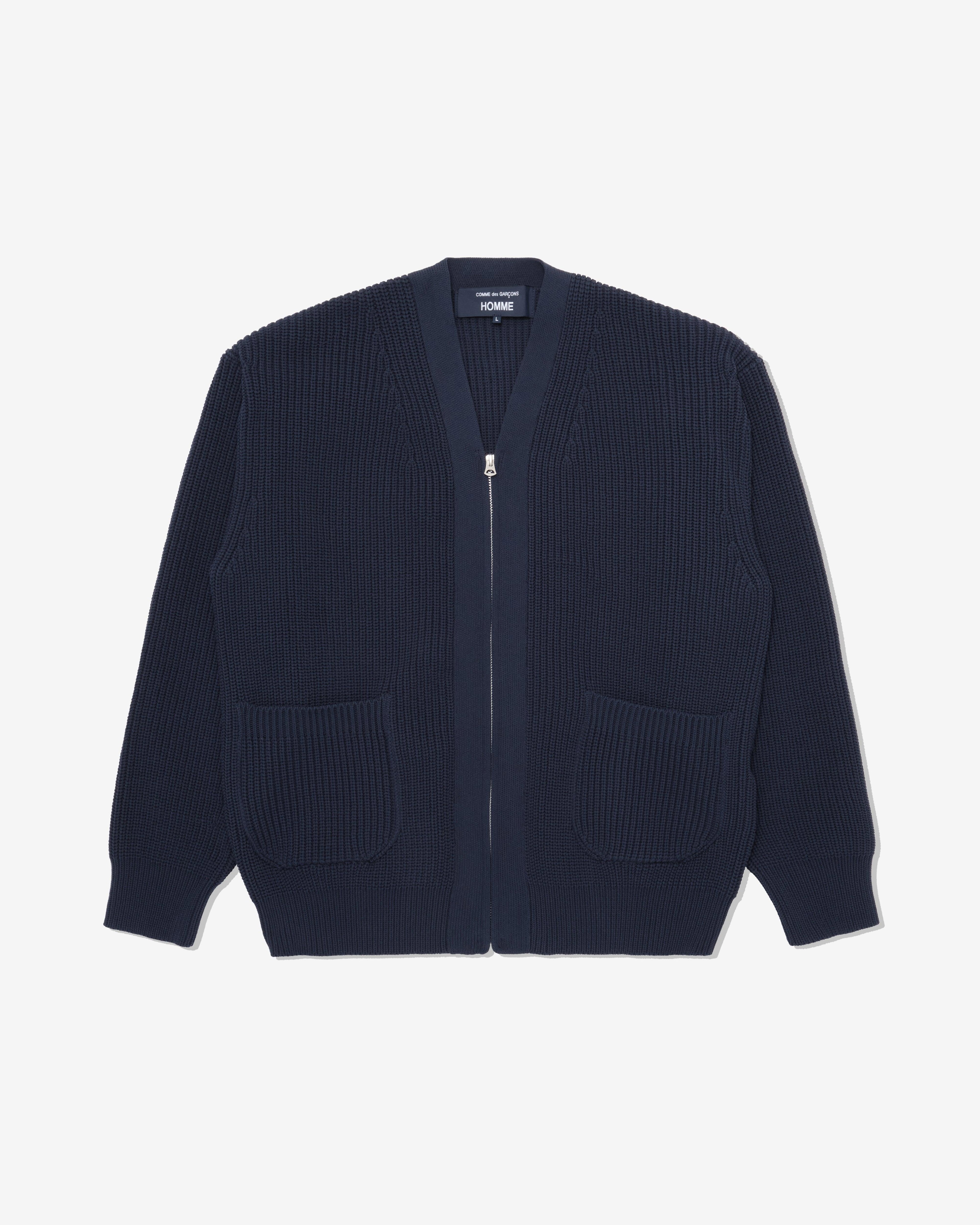 CDG Homme - Men's Zip-Up Cardigan - (Navy) by COMME DES GARCONS