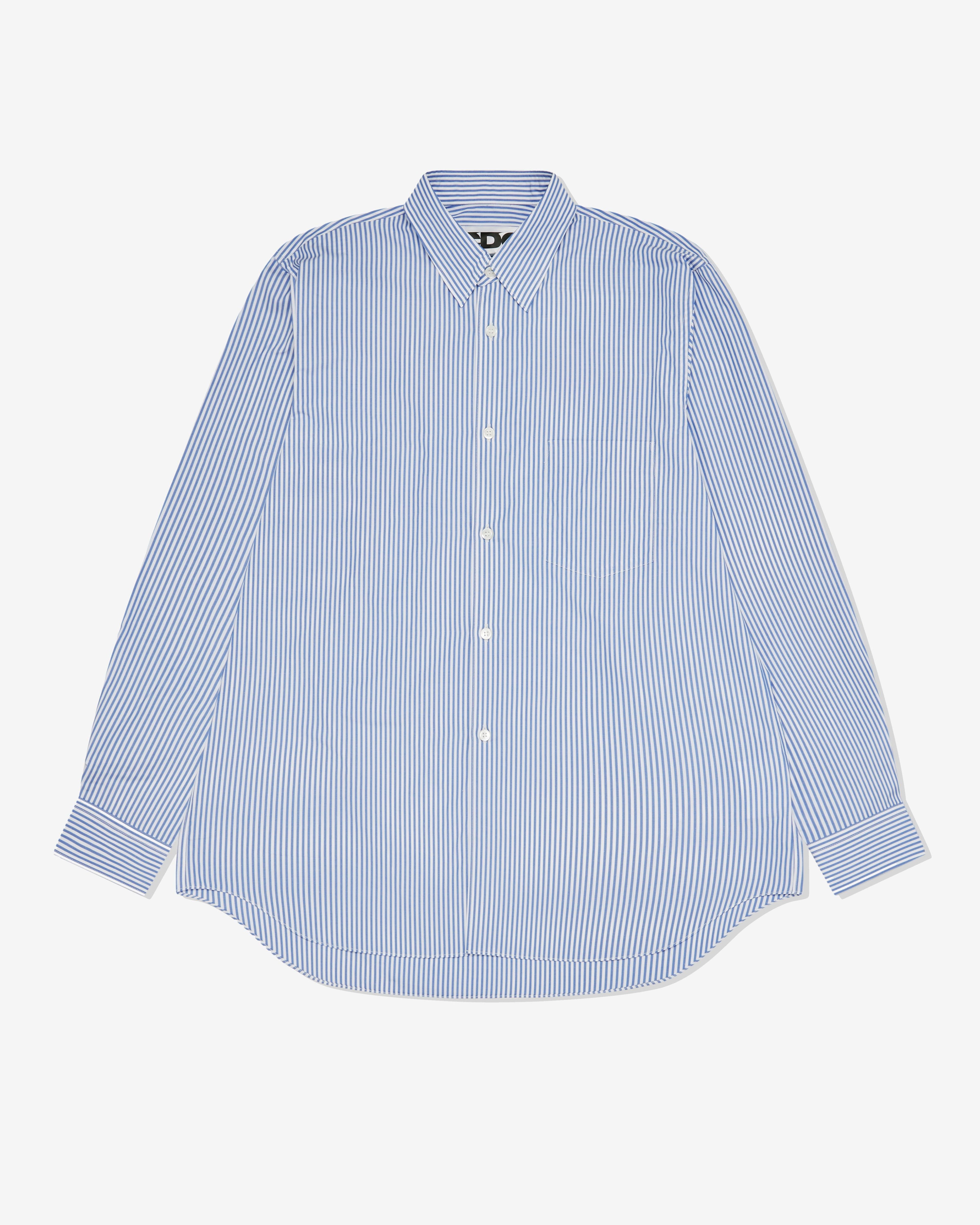 CDG - Logo Cotton Stripe Shirt - (Blue) by COMME DES GARCONS