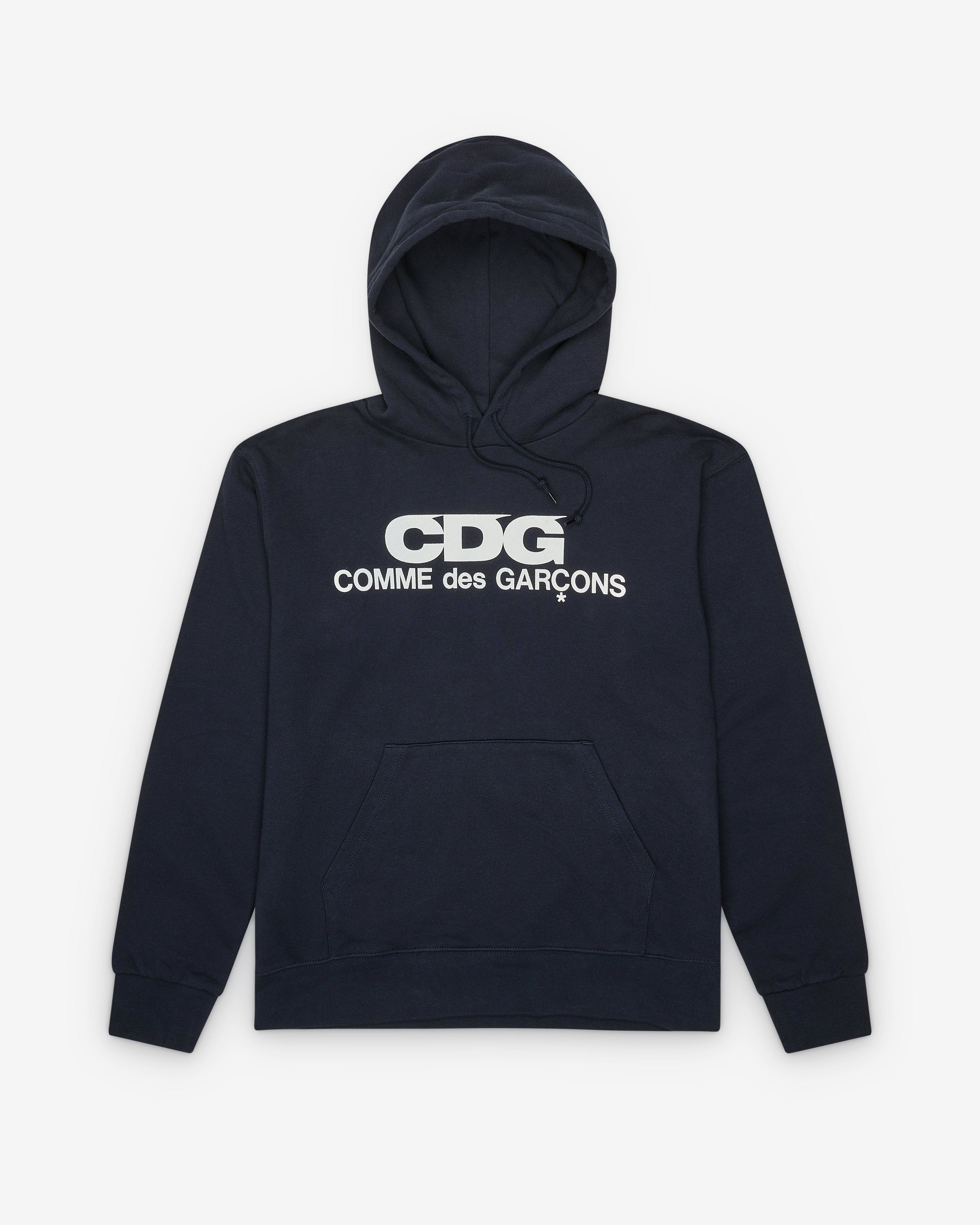 CDG - Logo Hooded Sweatshirt - (Navy) by COMME DES GARCONS