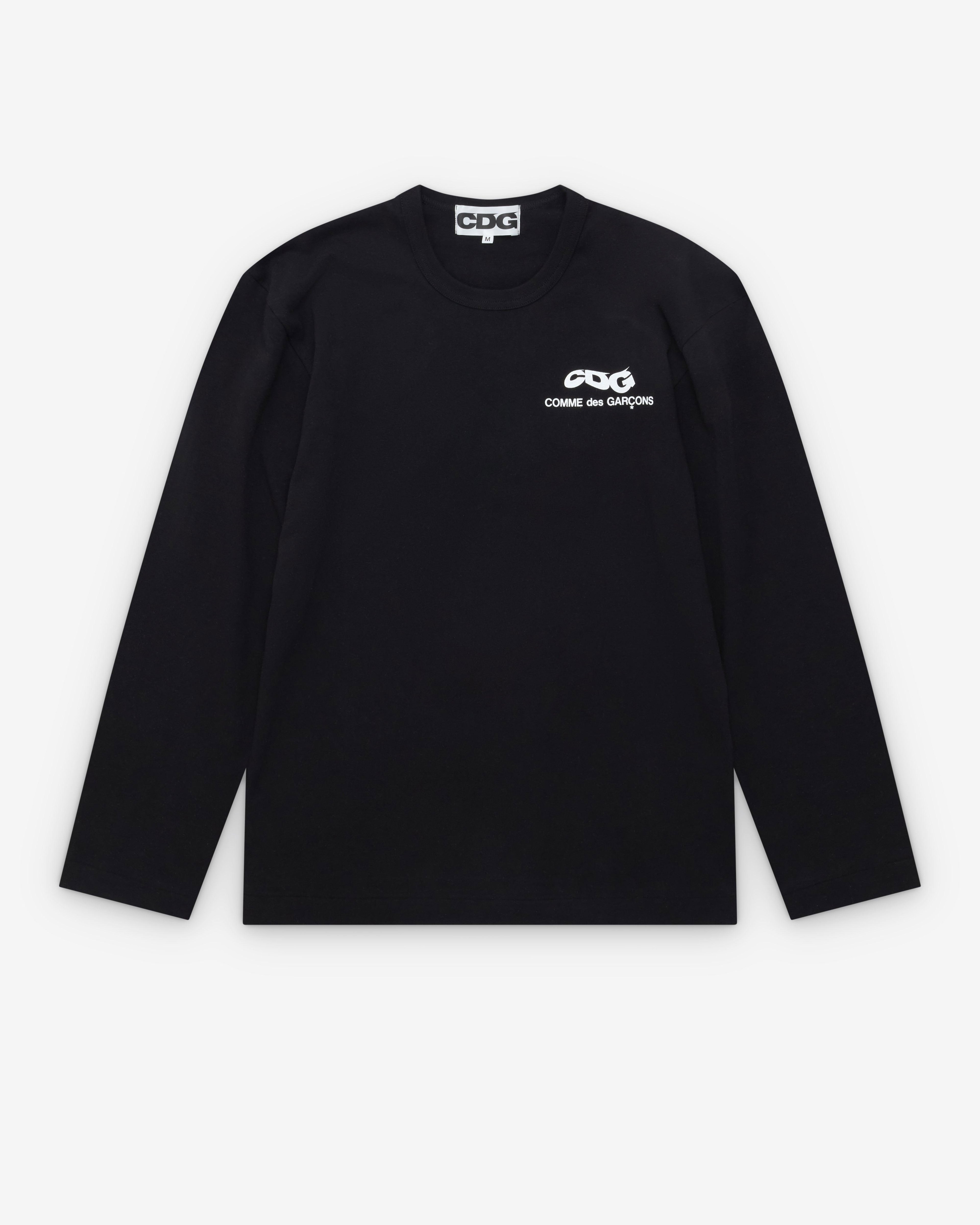 CDG - Men's Wavy Print Chest Logo L/S T-Shirt - (Black) by COMME DES GARCONS