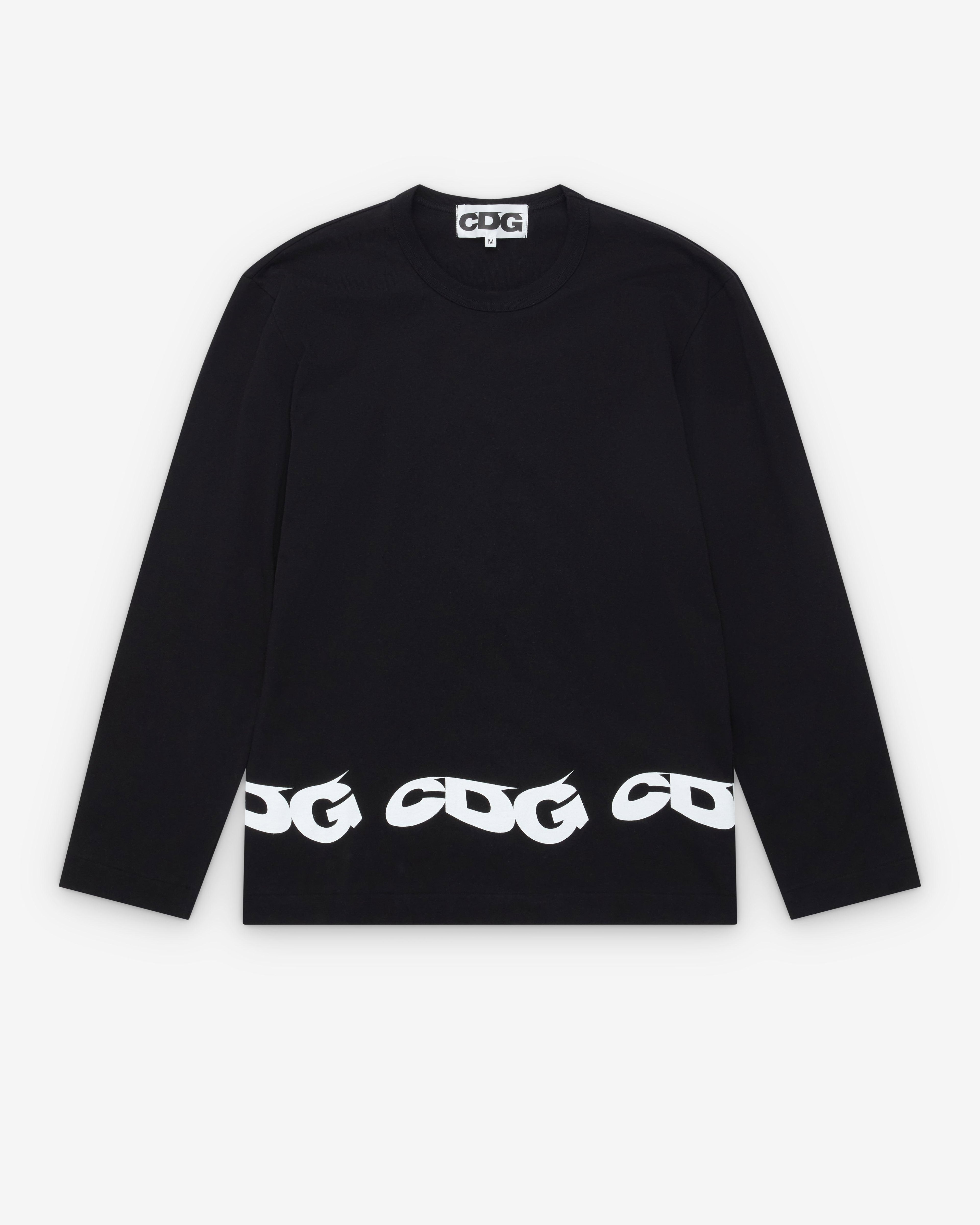 CDG - Men's Wavy Print L/S T-Shirt - (Black) by COMME DES GARCONS