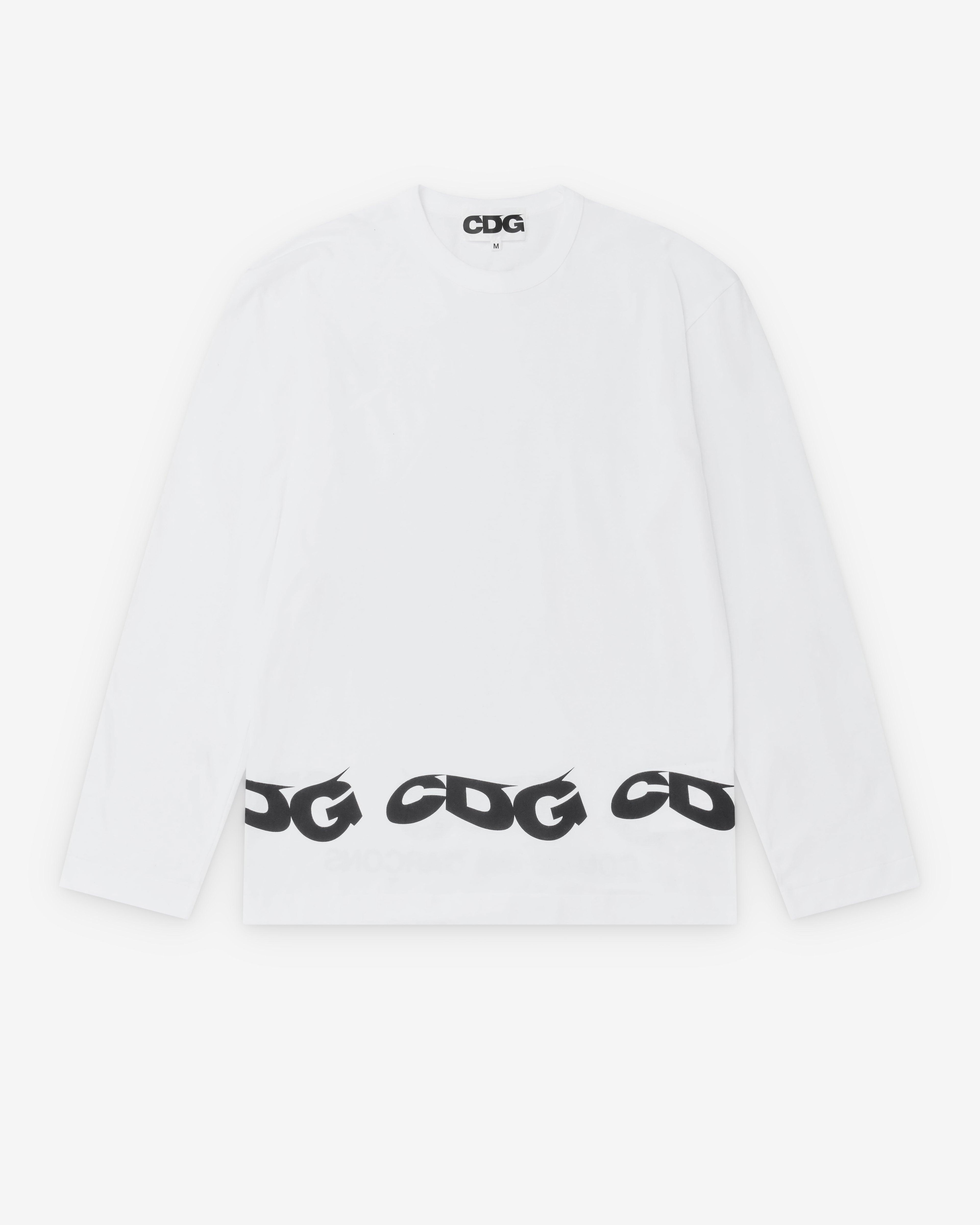 CDG - Men's Wavy Print L/S T-Shirt - (White) by COMME DES GARCONS