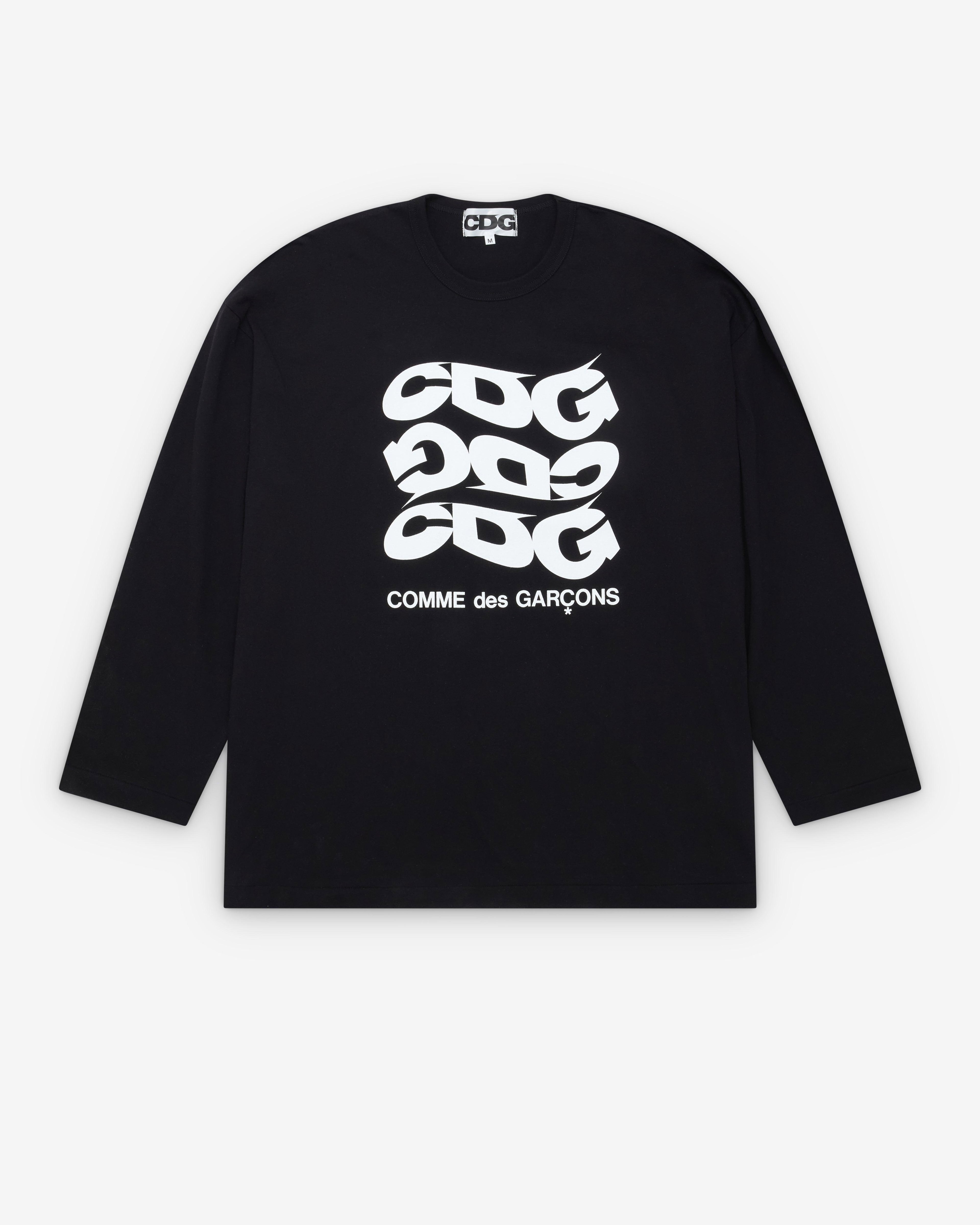 CDG - Men's Wavy Print Oversized L/S T-Shirt - (Black) by COMME DES GARCONS