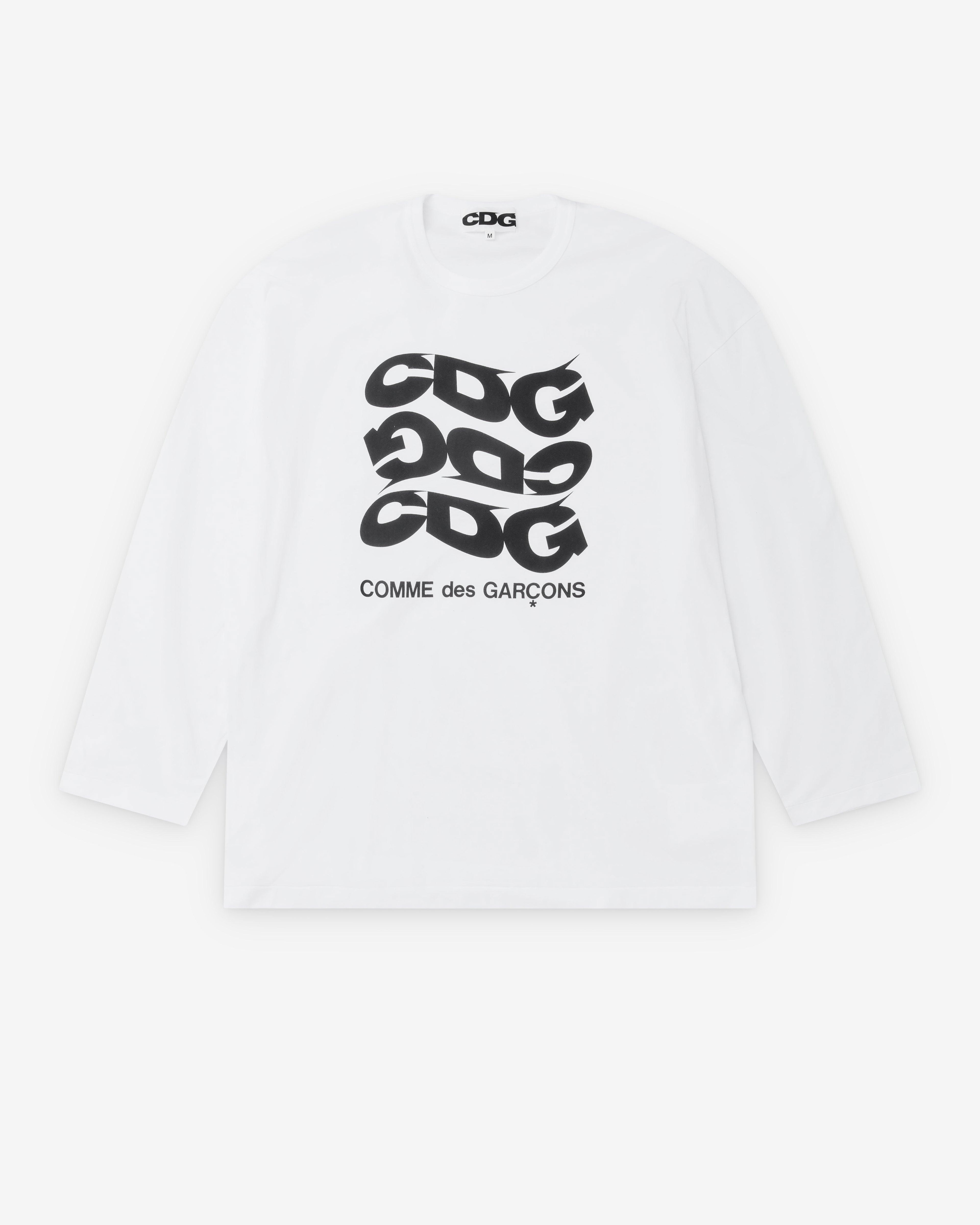 CDG - Men's Wavy Print Oversized L/S T-Shirt - (White) by COMME DES GARCONS