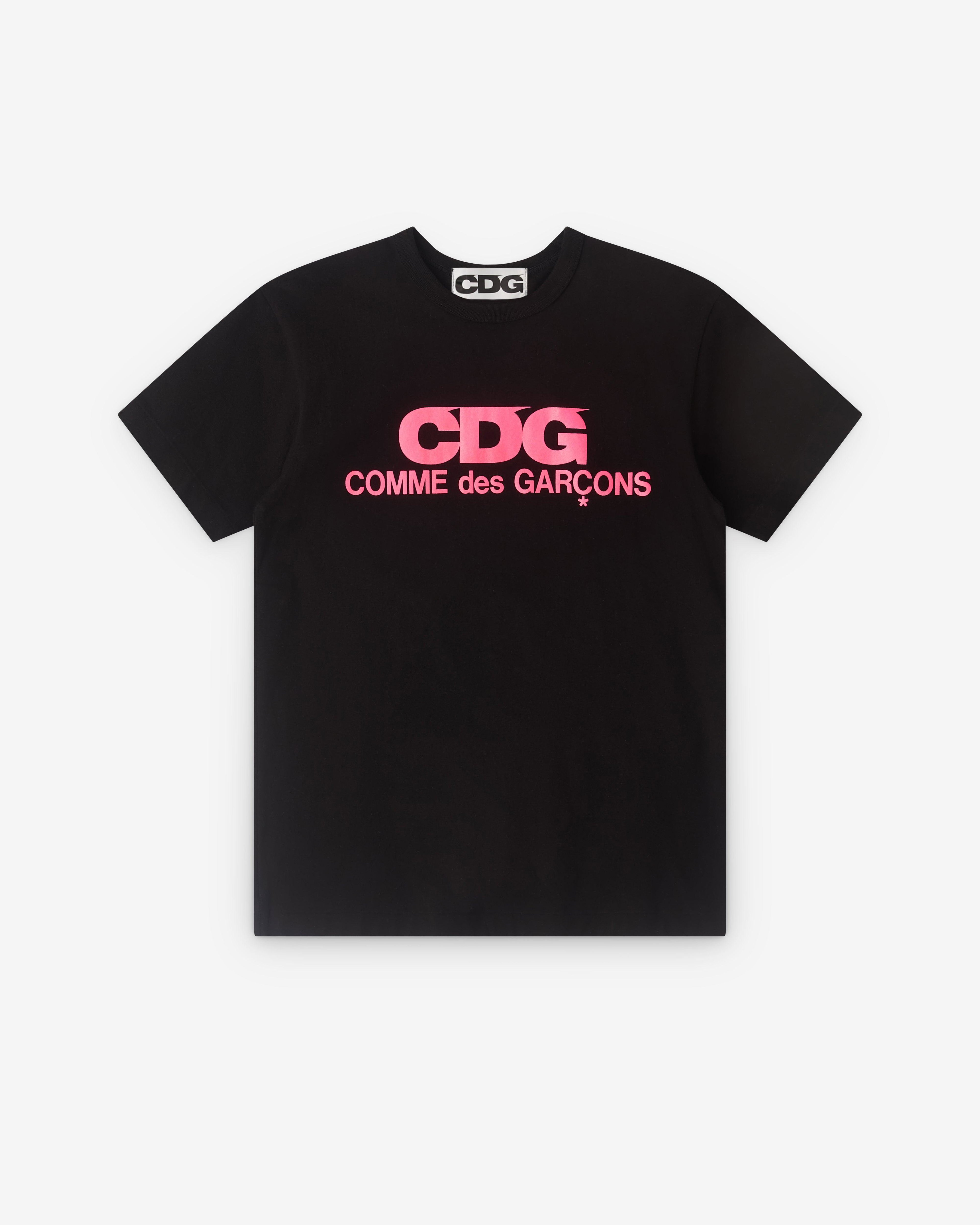 CDG - Pink Logo T-Shirt - (Black) by COMME DES GARCONS