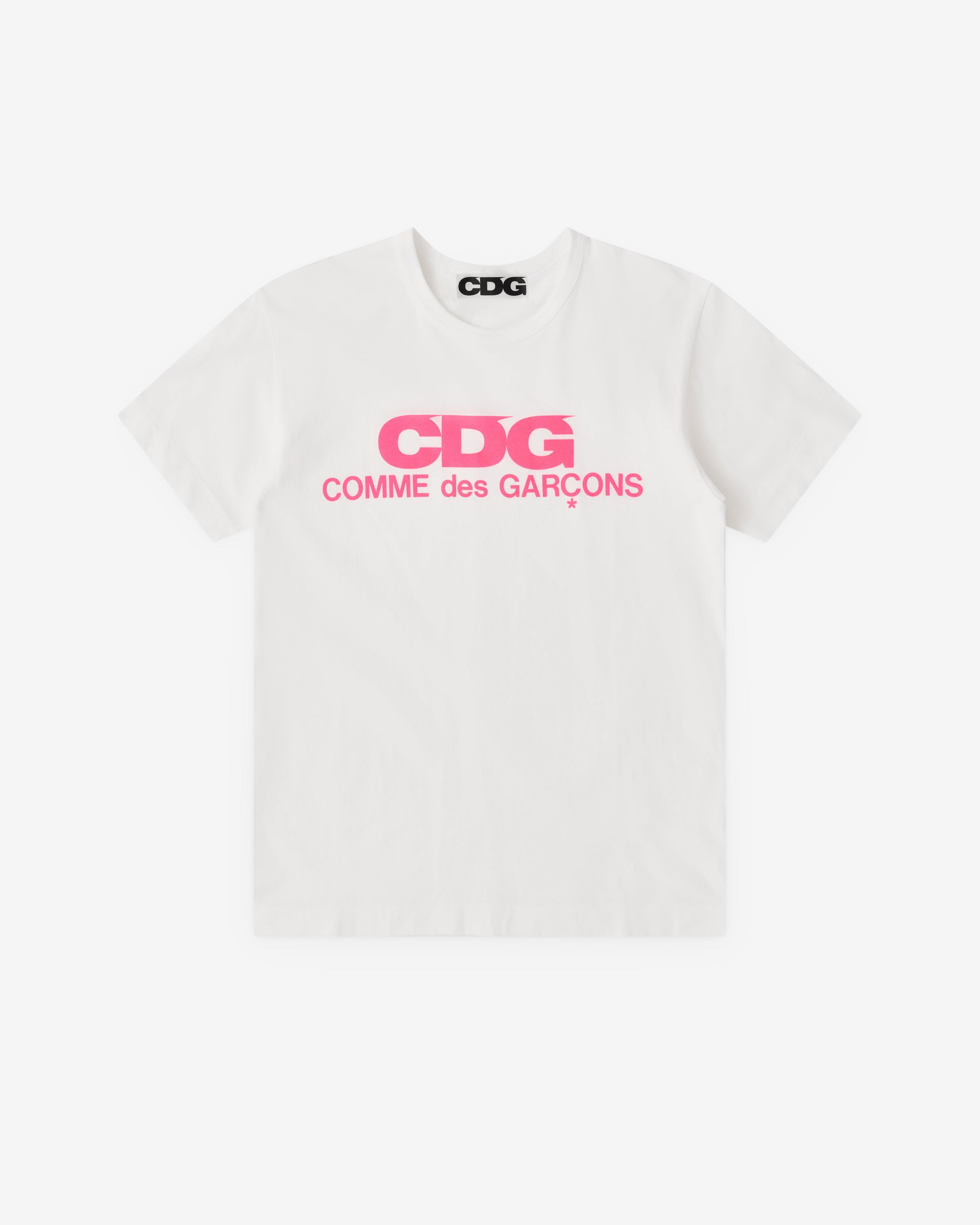 CDG - Pink Logo T-Shirt - (White) by COMME DES GARCONS