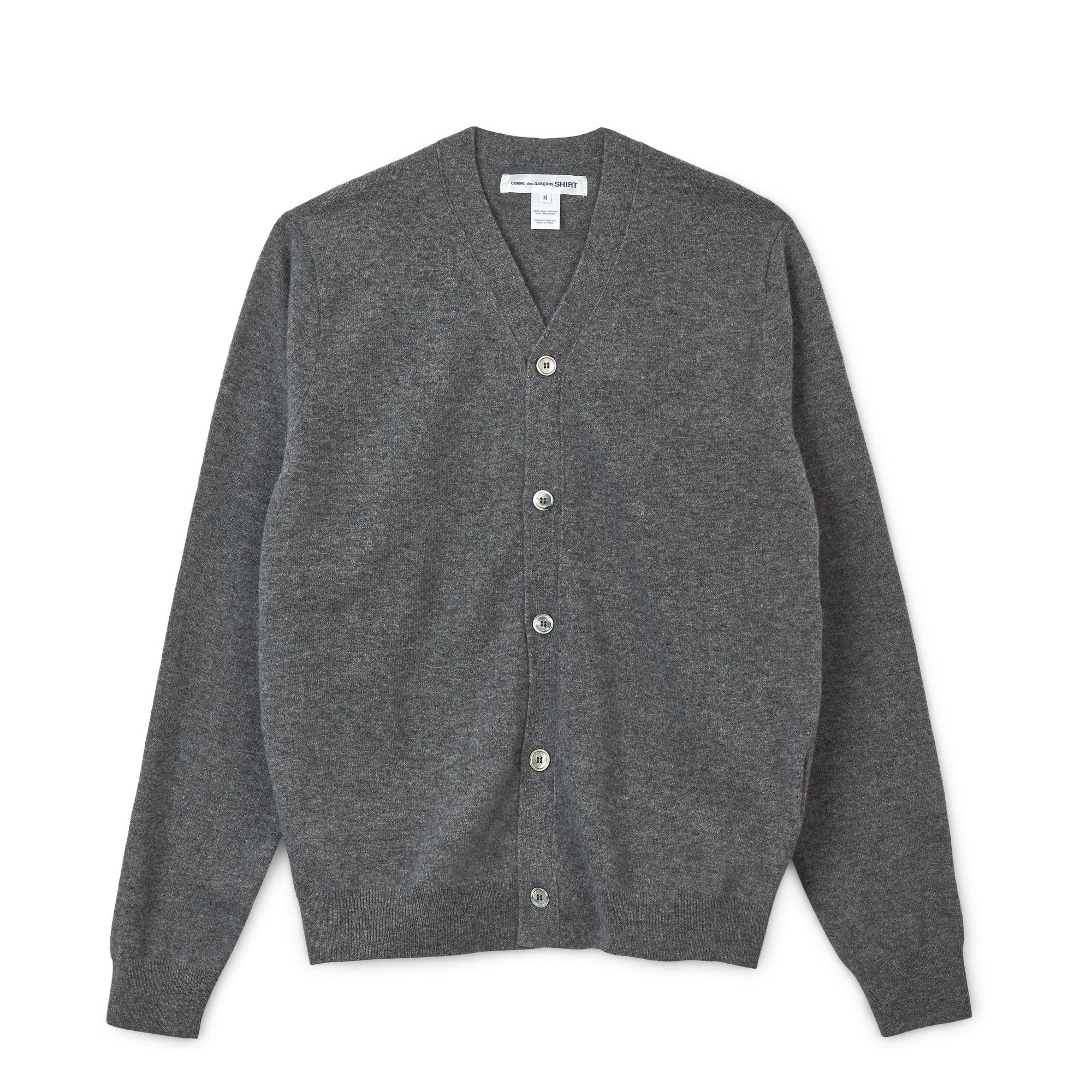 CDG SHIRT Forever - V-Neck Lambswool Cardigan - (Grey) by COMME DES GARCONS