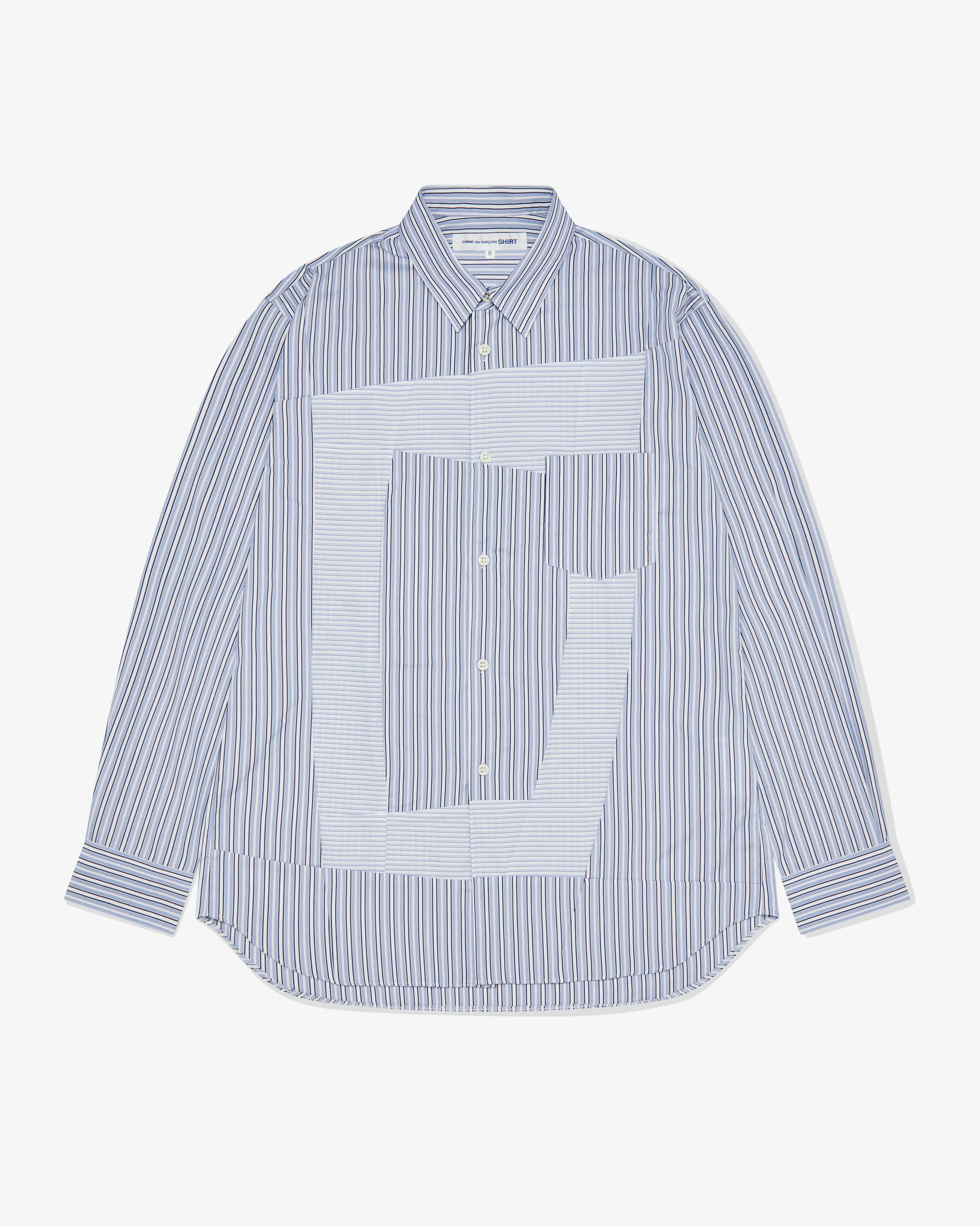 CDG Shirt Forever - Classic Fit Contrast Patchwork Shirt - (Stripe 2/Mix) by COMME DES GARCONS