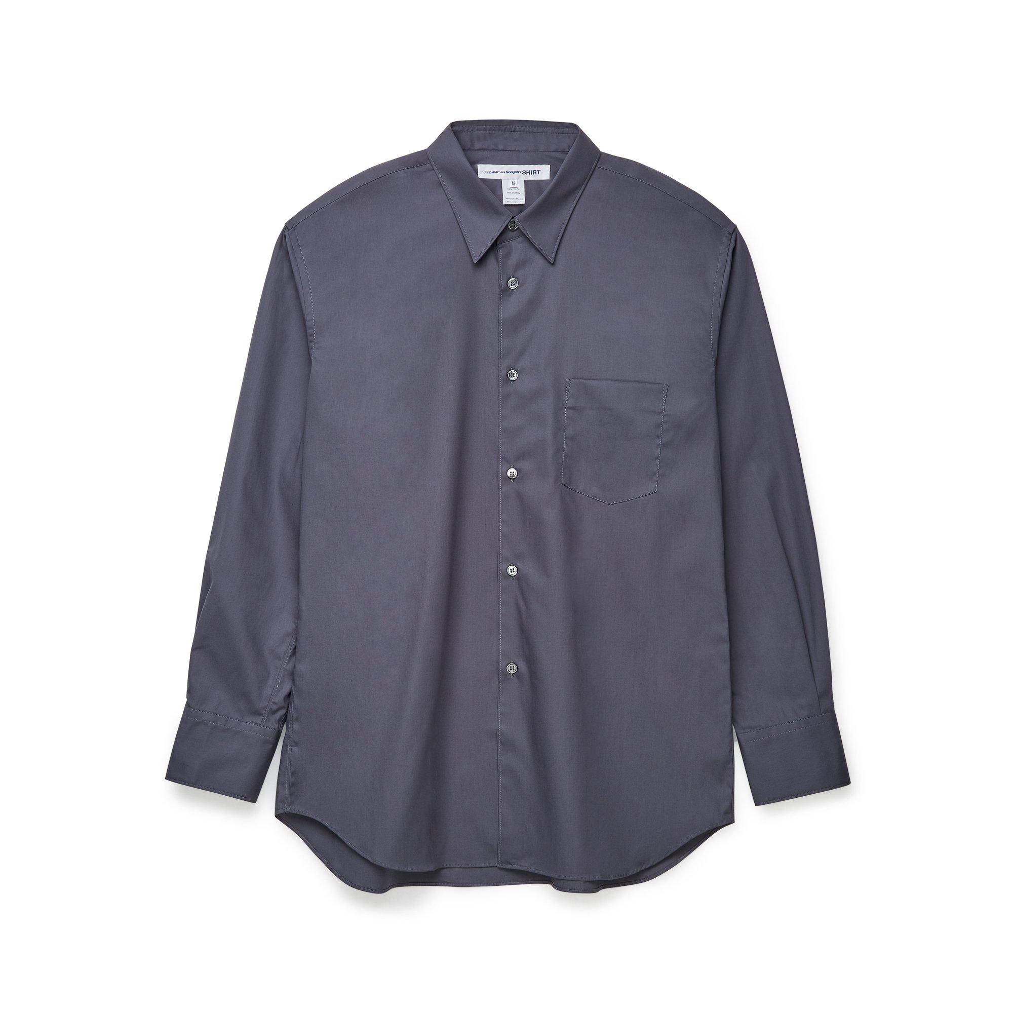 CDG Shirt Forever - Classic Fit Poplin Plain Shirt - (Grey) by