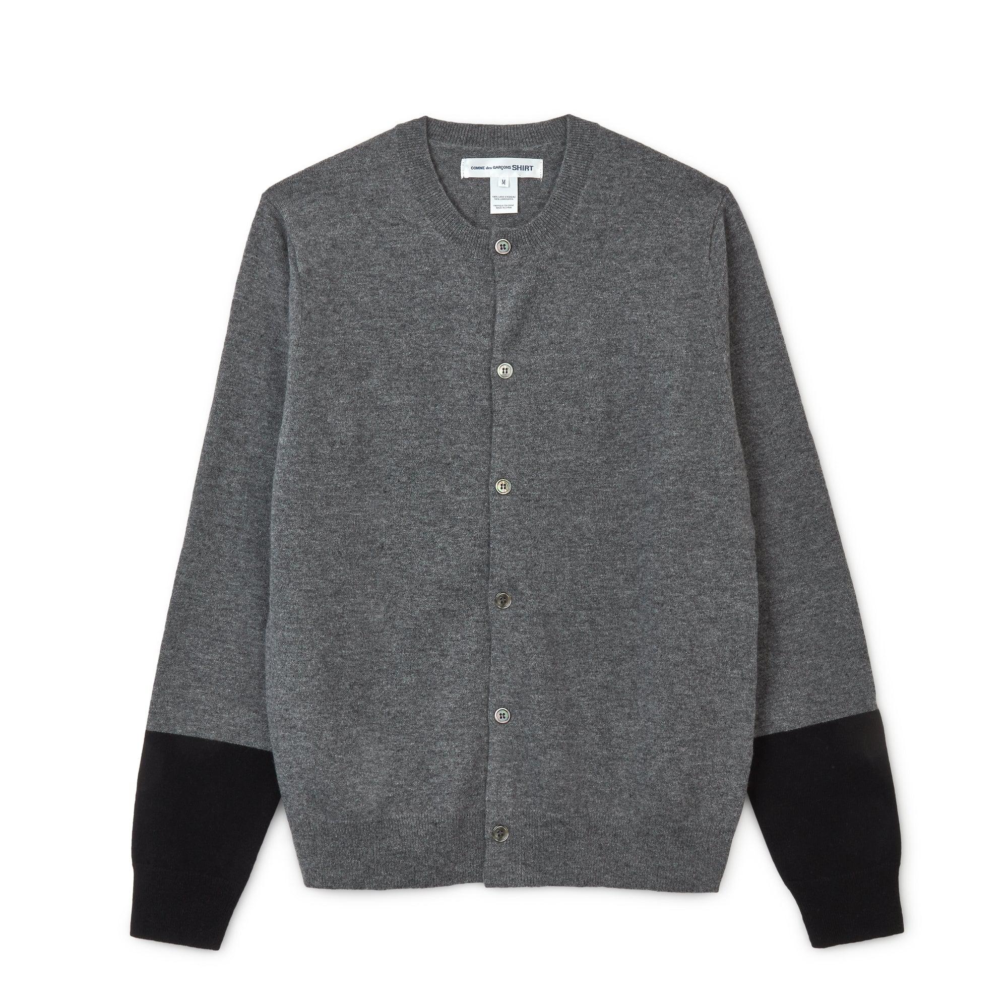 CDG Shirt Forever - Round Neck Contrast Cardigan - (Grey/Black) by COMME DES GARCONS