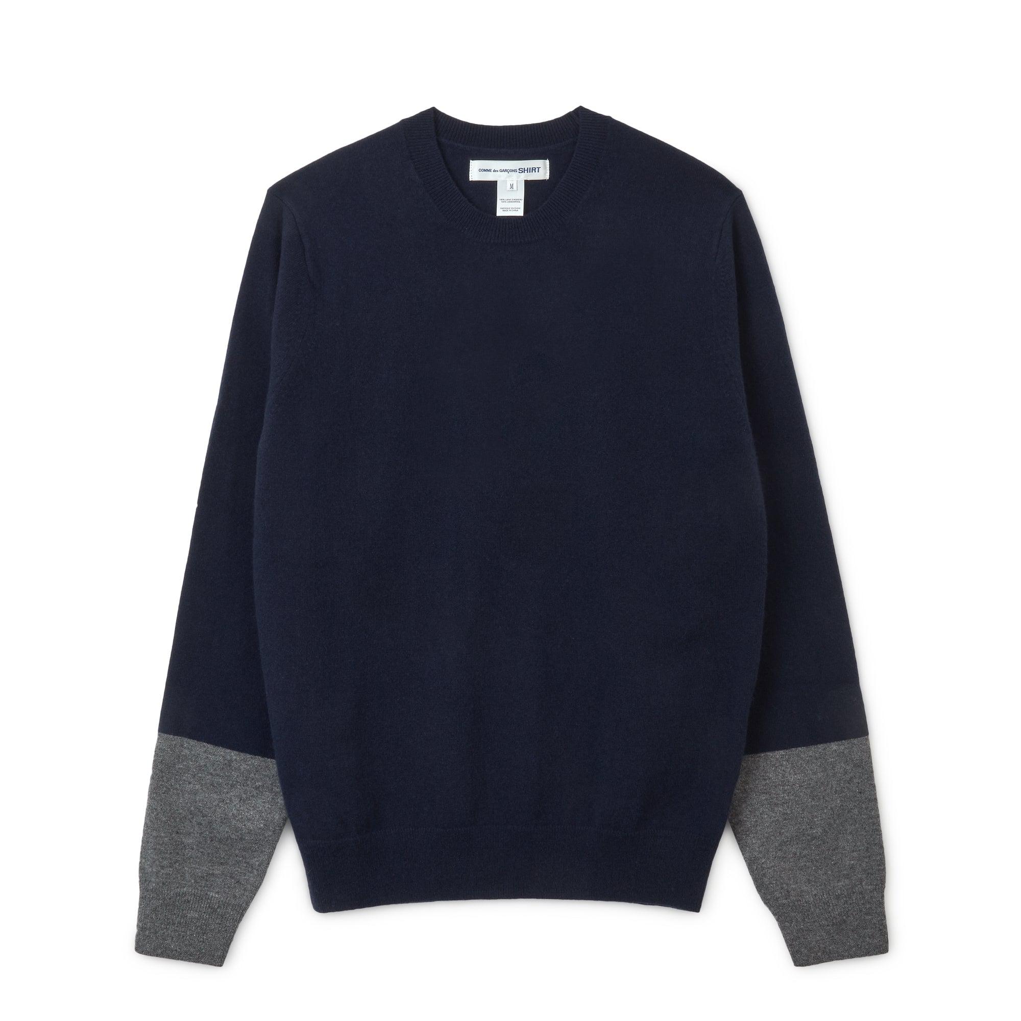 CDG Shirt Forever - Round Neck Contrast Jumper - (Navy/Grey) by COMME DES GARCONS