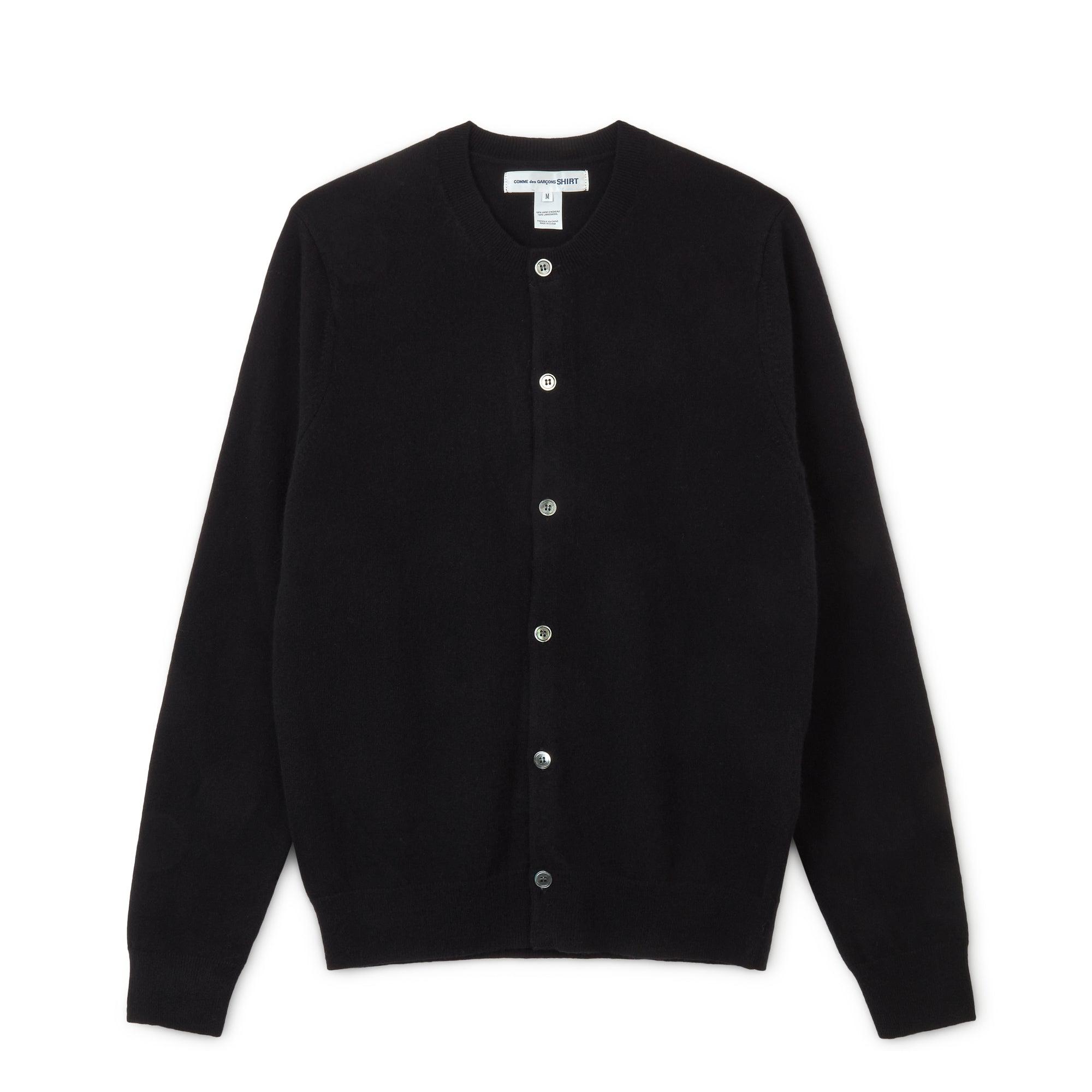 CDG Shirt Forever - Round Neck Lambswool Cardigan - (Black) by COMME DES GARCONS