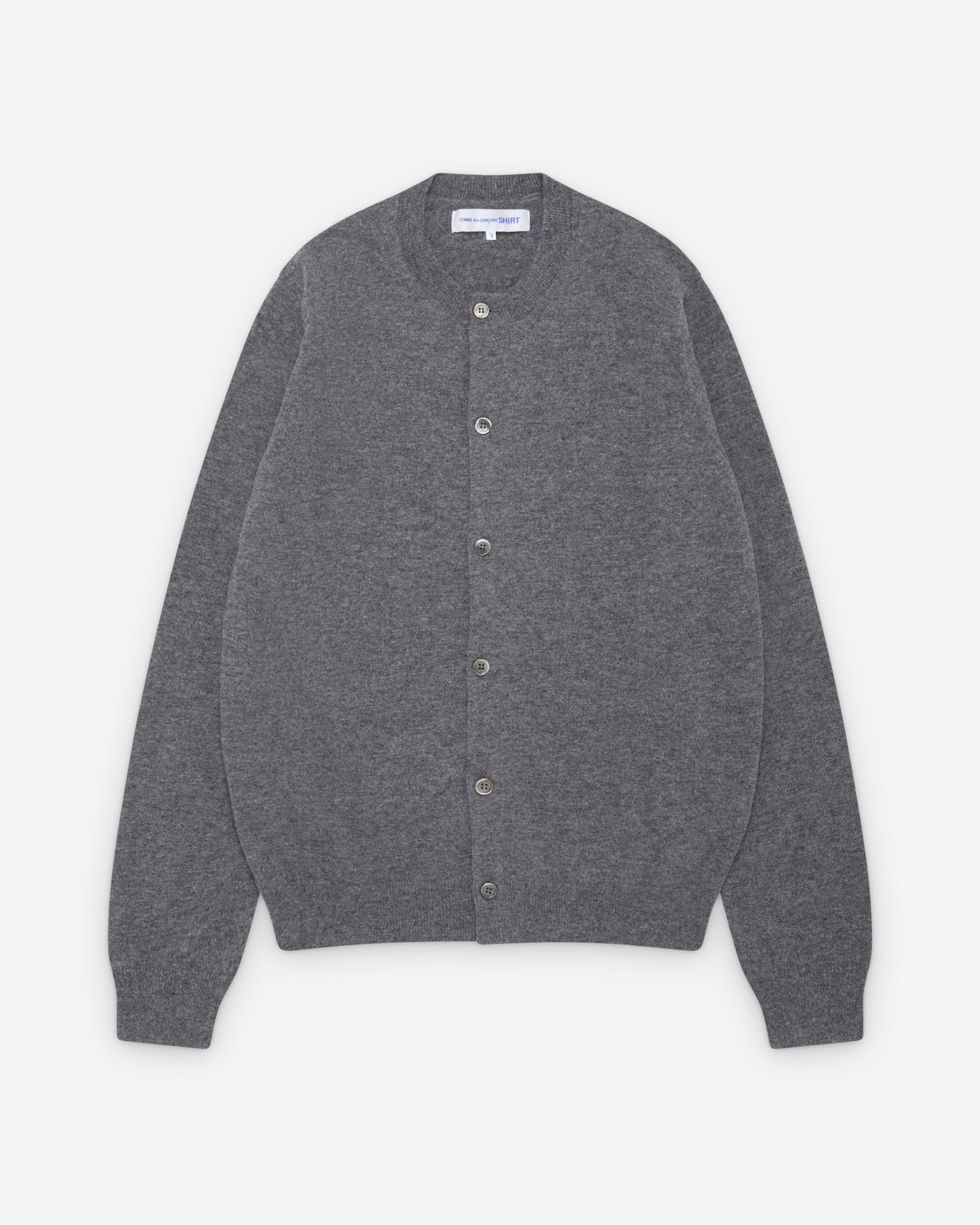 CDG Shirt Forever - Round Neck Lambswool Cardigan - (Grey) by COMME DES GARCONS