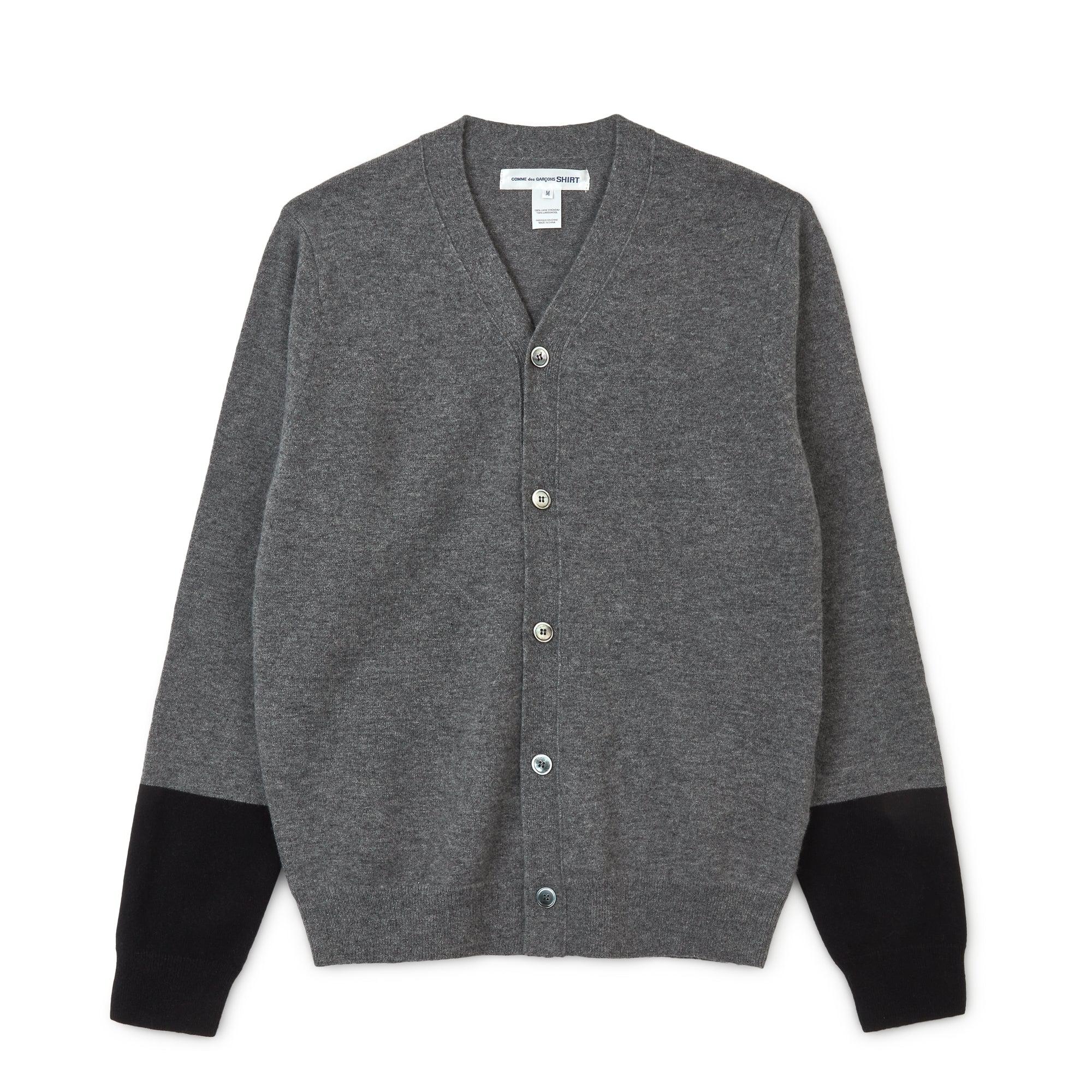 CDG Shirt Forever - V-Neck Contrast Cardigan - (Grey/Black) by COMME DES GARCONS