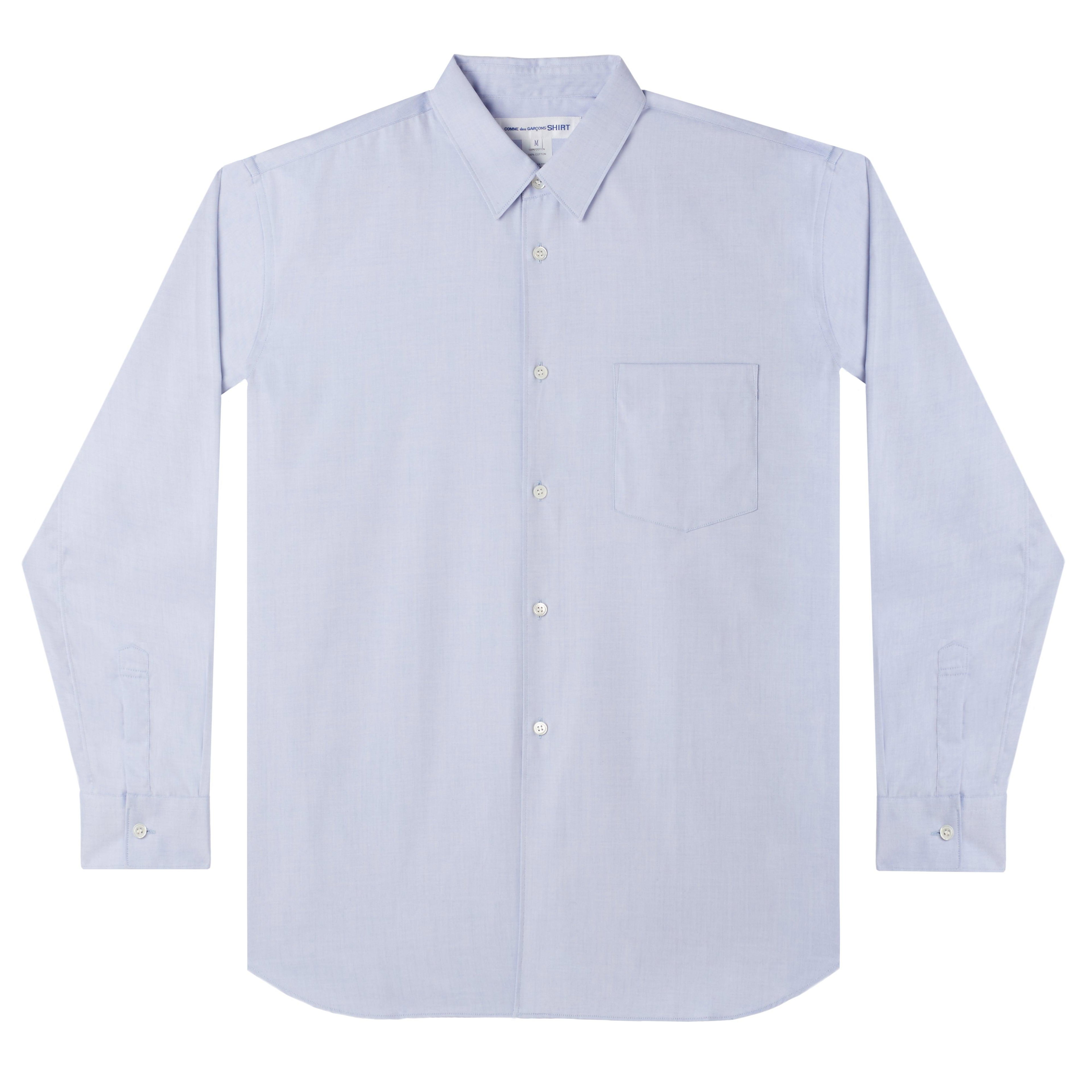 CDG Shirt Forever - Wide Fit Cotton Oxford Shirt - (Blue) by COMME DES GARCONS