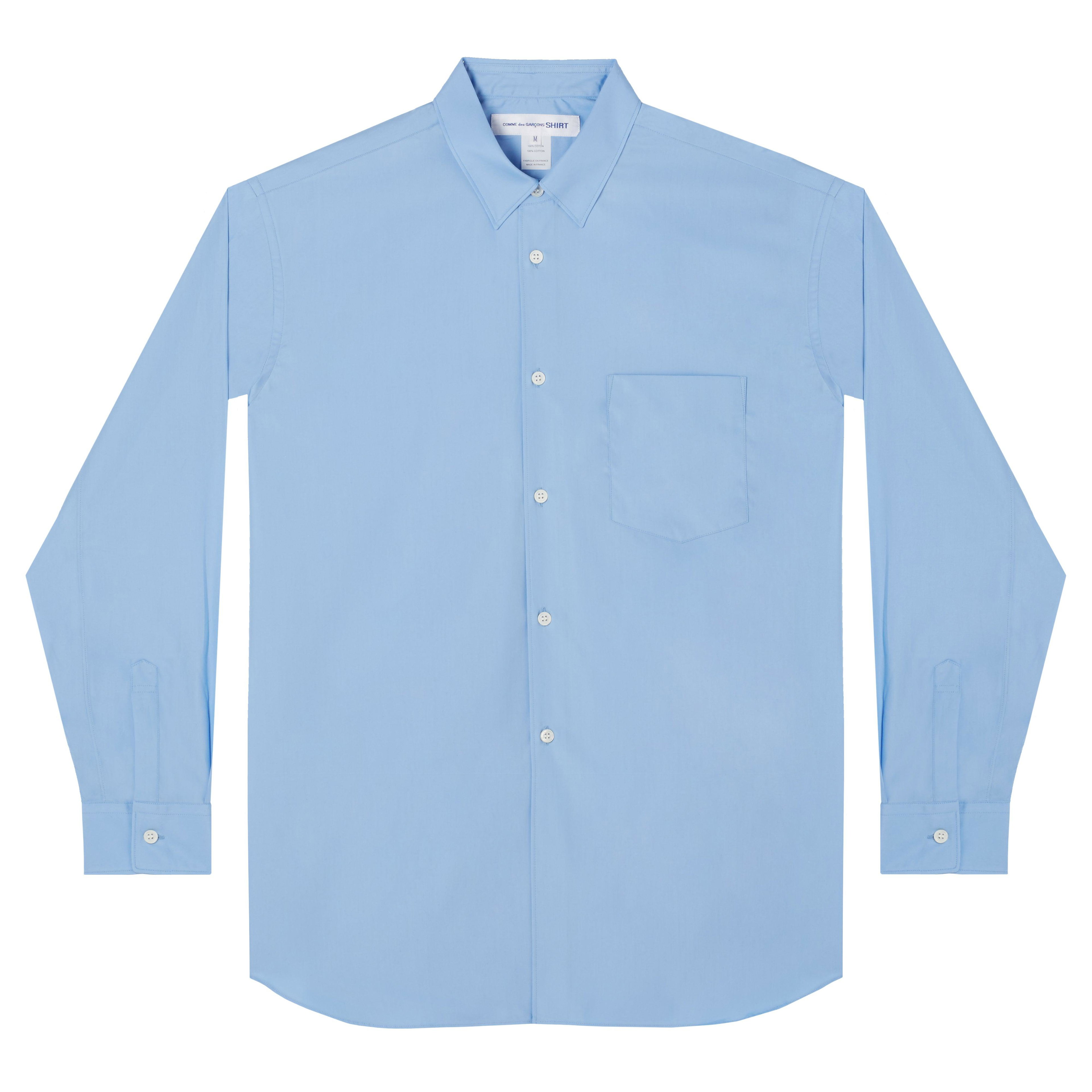 CDG Shirt Forever - Wide Fit Cotton Shirt - (Blue) by COMME DES GARCONS