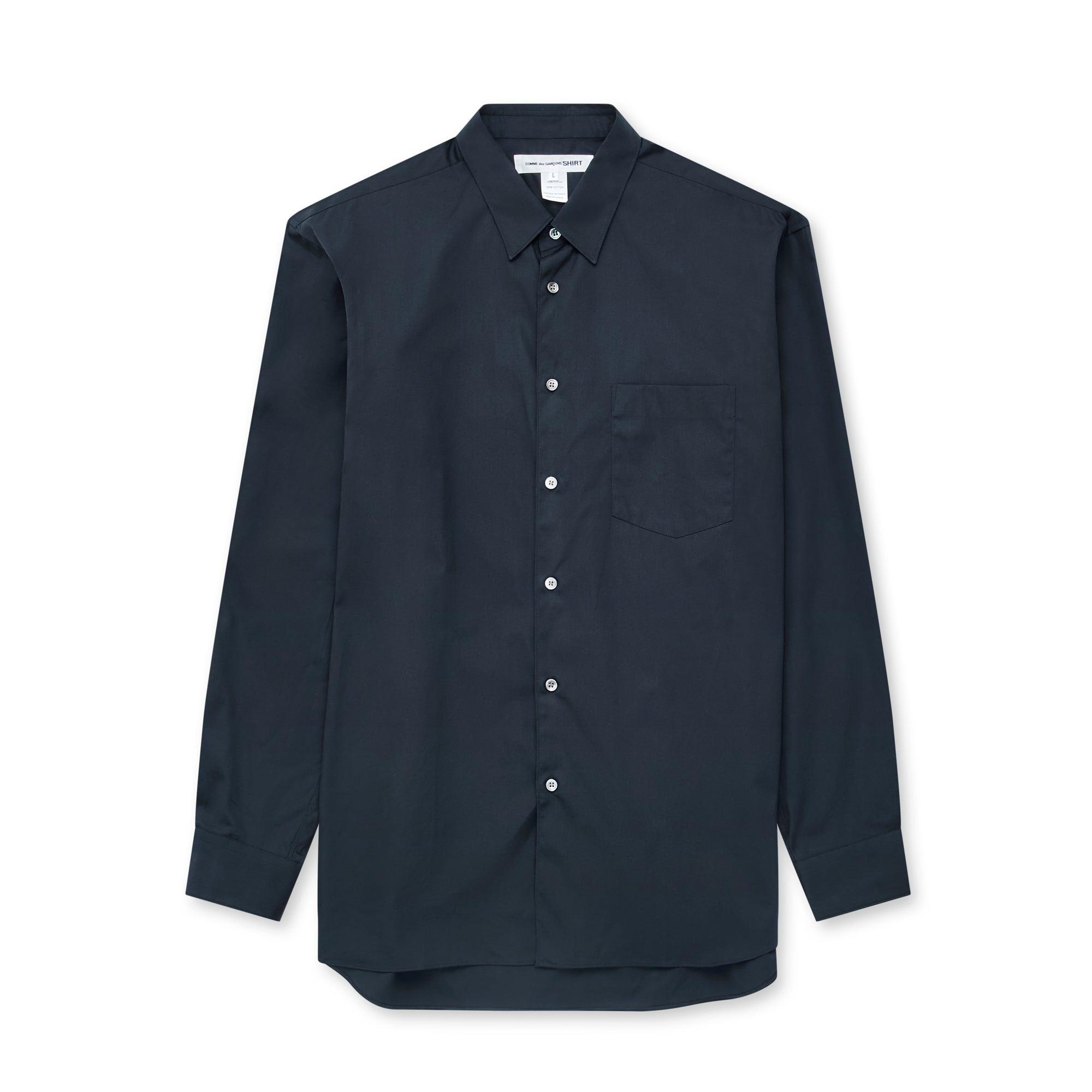 CDG Shirt Forever - Wide Fit Cotton Shirt - (Navy) by COMME DES GARCONS