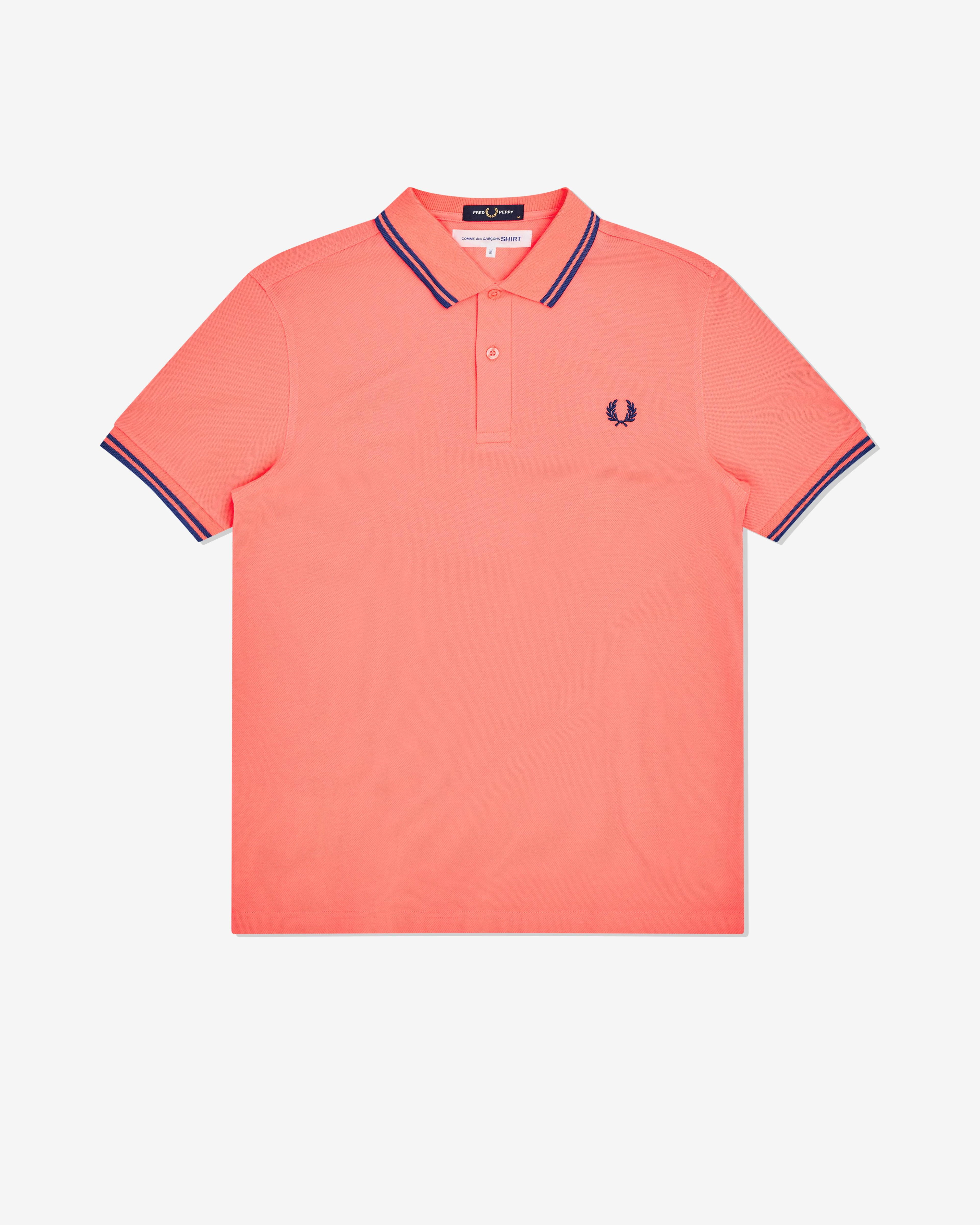CDG Shirt - Fred Perry Men’s Freedom is Energy Polo Shirt - (Coral) by COMME DES GARCONS