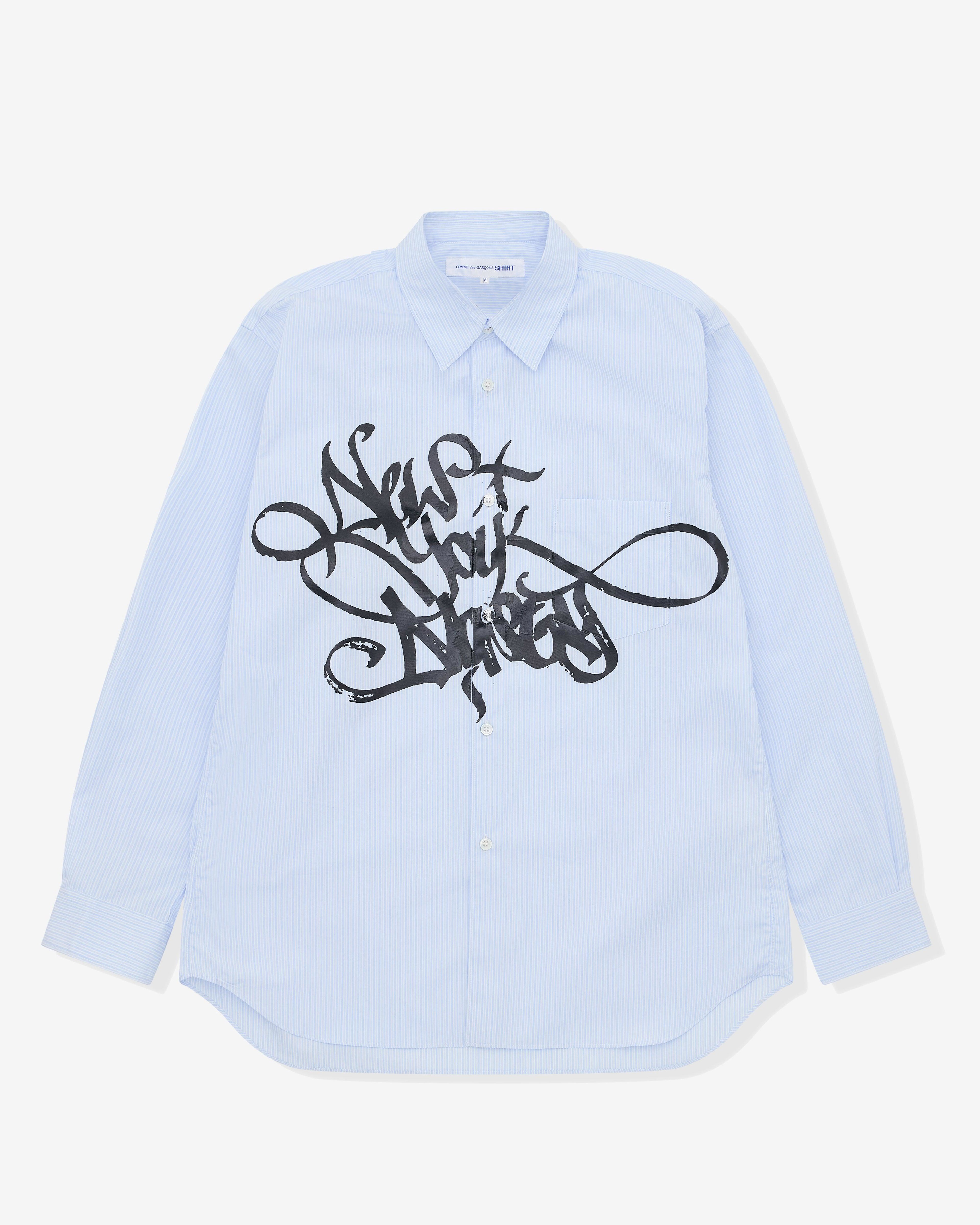 CDG Shirt - Men’s A$AP Nast New York Nasty Shirt - (Blue Pinstripe) by COMME DES GARCONS