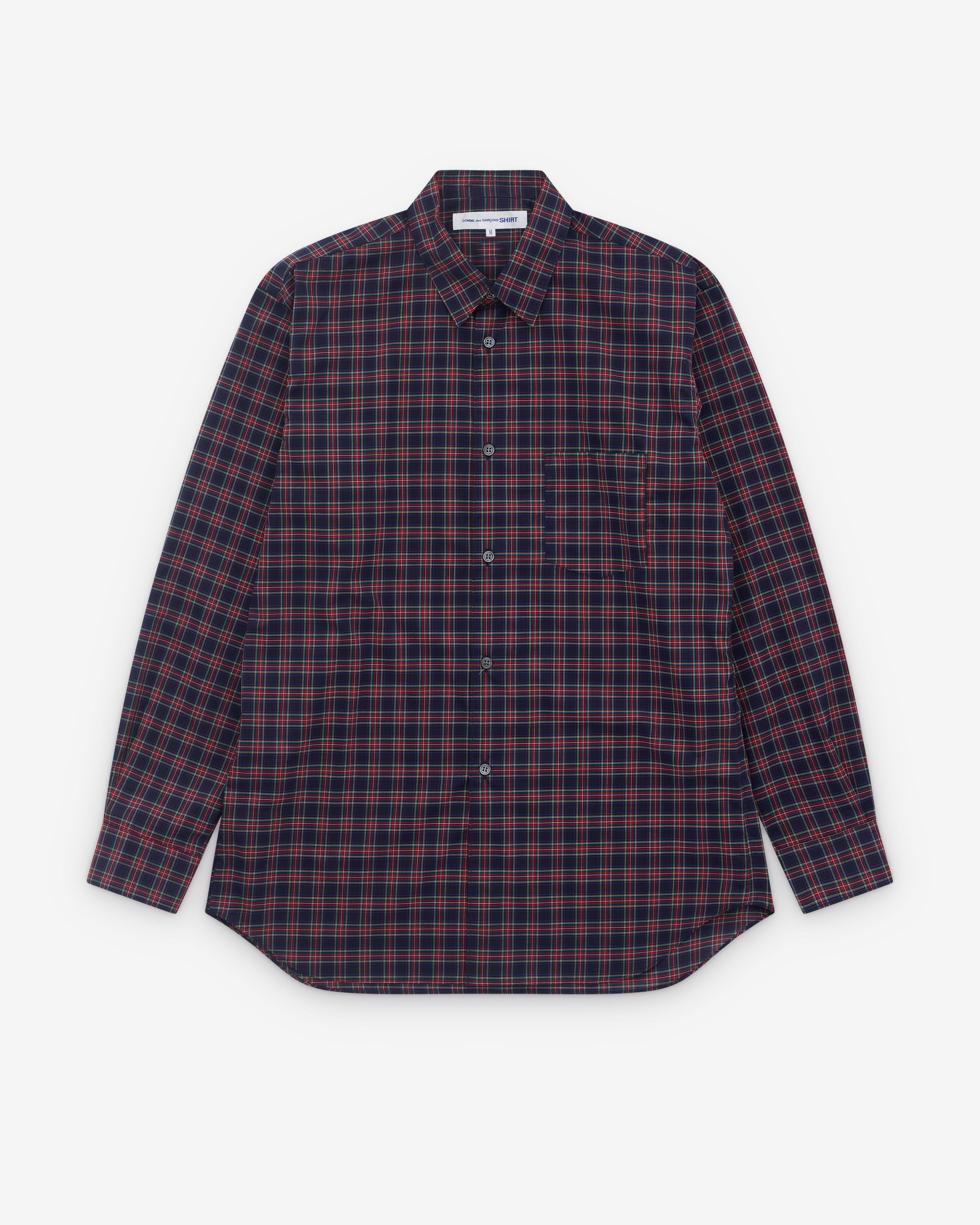 CDG Shirt - Men’s Check Shirt - (Red/Navy) by COMME DES GARCONS