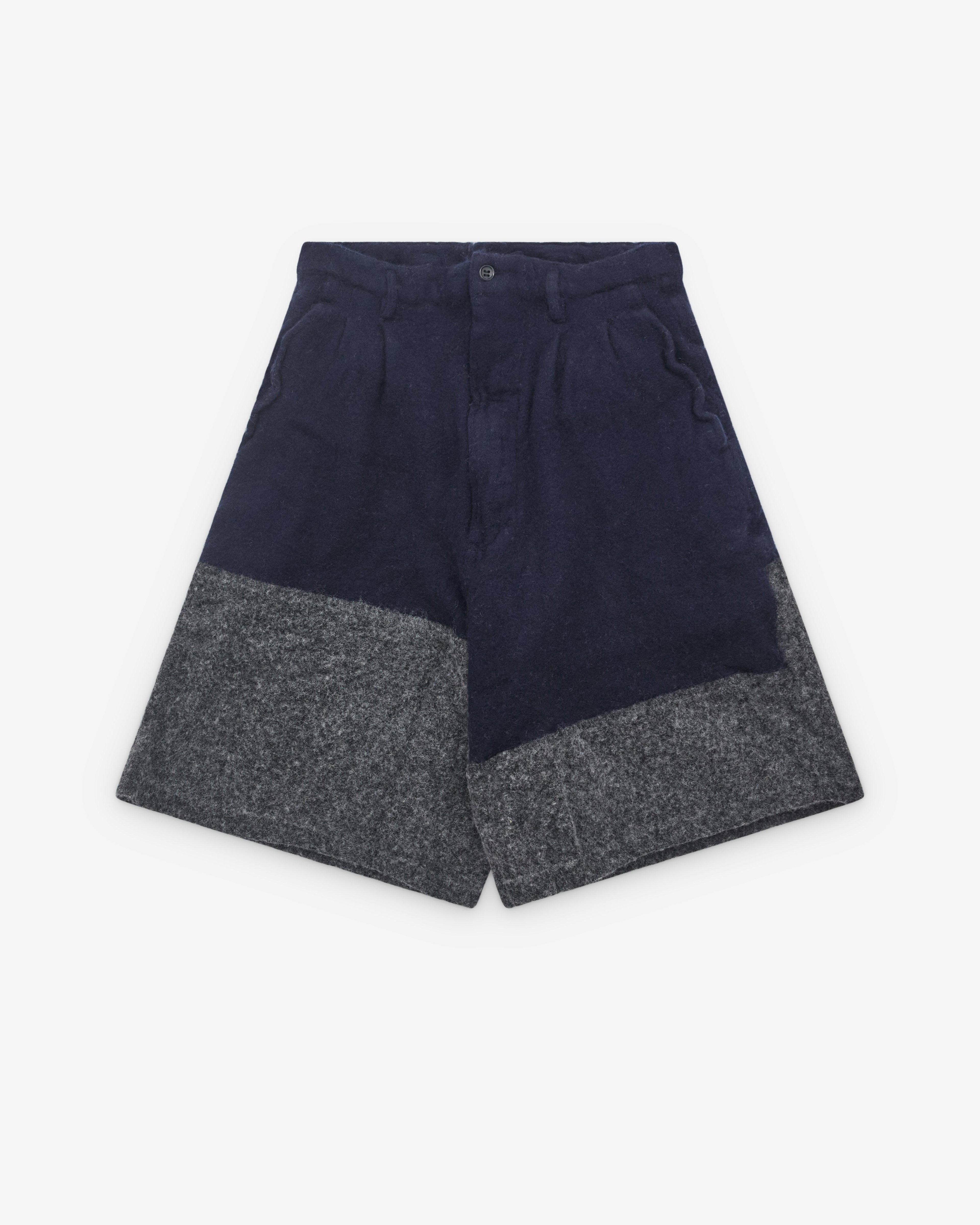 CDG Shirt - Men’s Colour Block Wide Shorts - (Navy/Grey) by COMME DES GARCONS