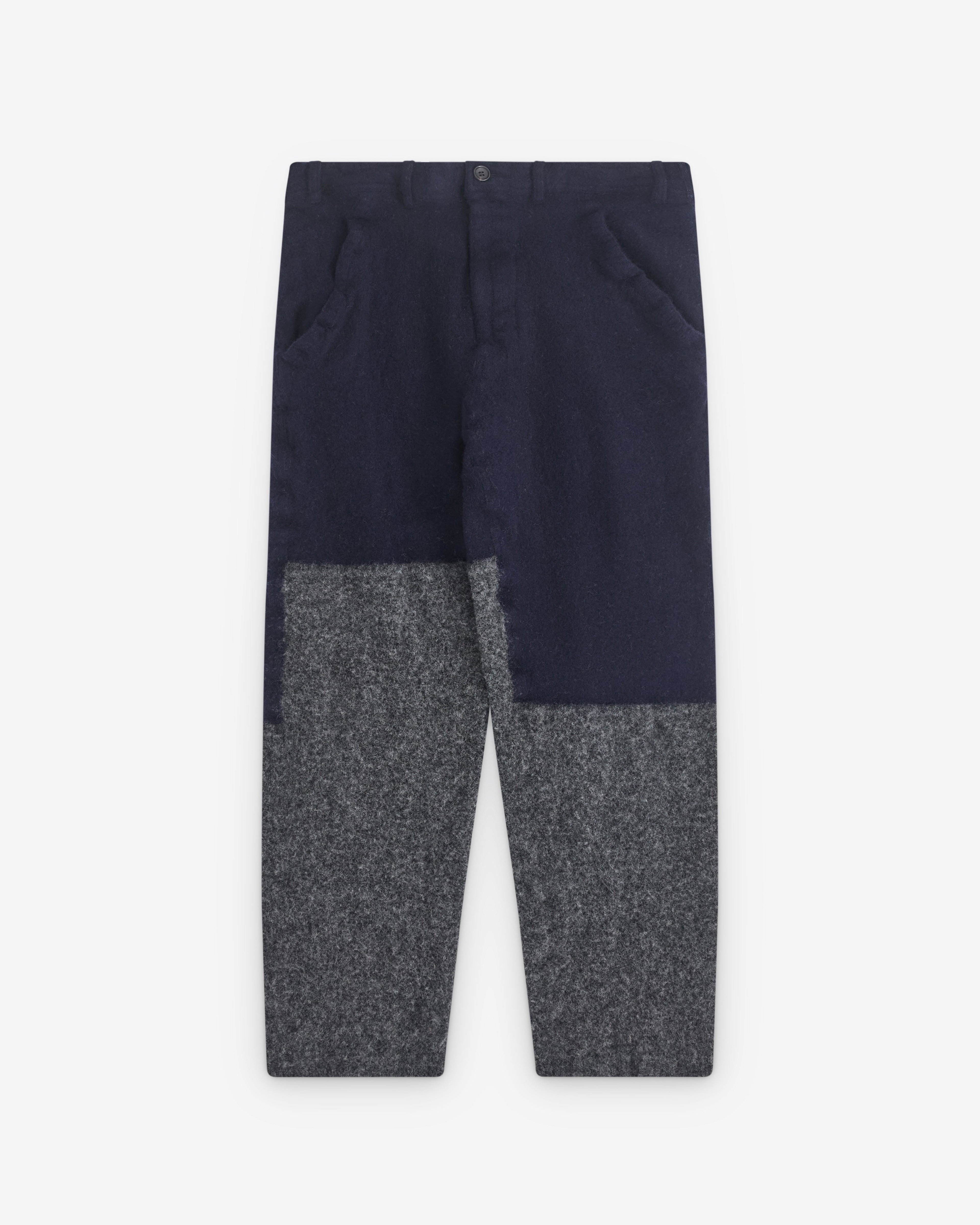 CDG Shirt - Men’s Colour Block Wool Trousers - (Navy/Grey) by COMME DES GARCONS