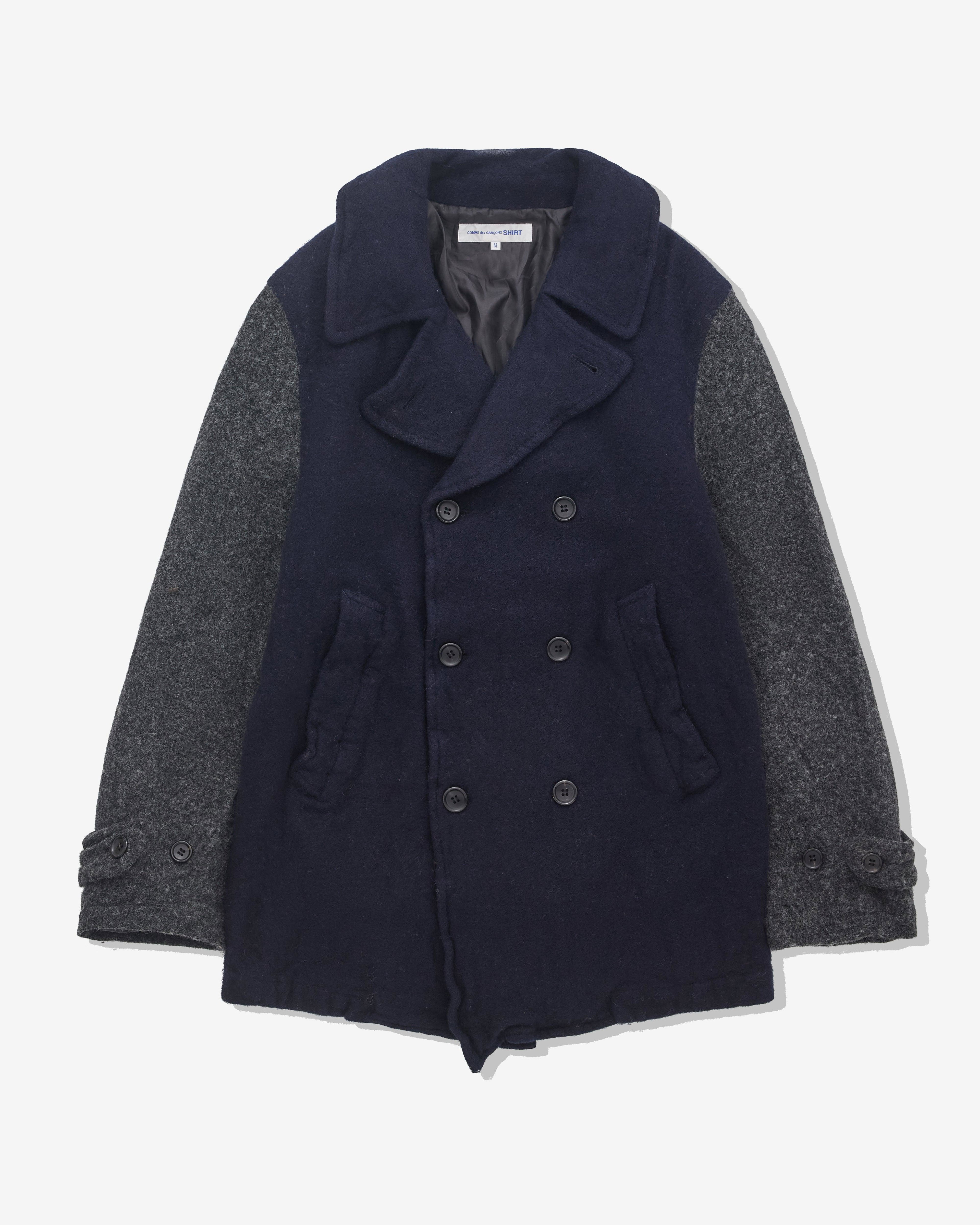 CDG Shirt - Men’s Contrast Panelled Jacket - (Navy/Grey) by COMME DES GARCONS