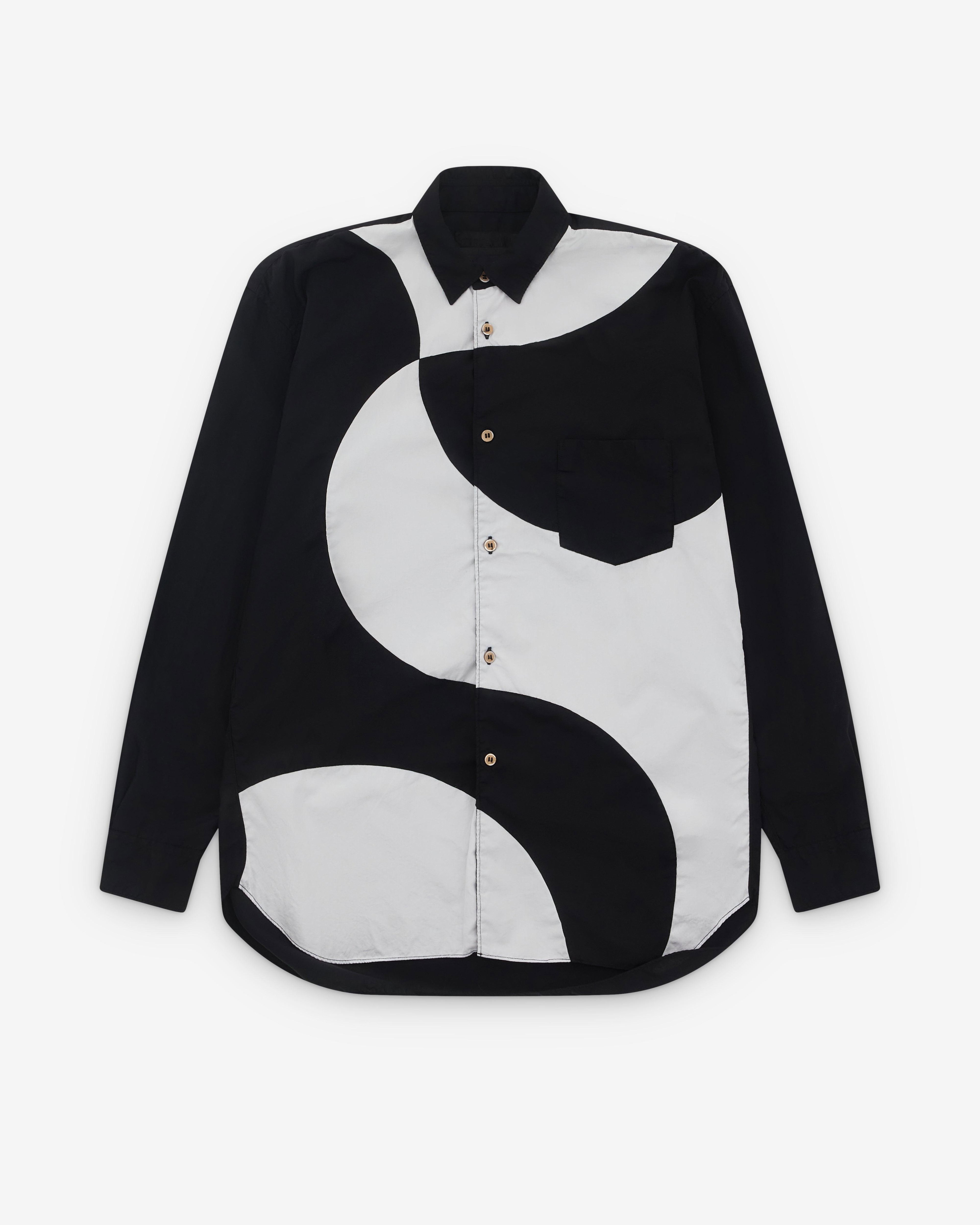 CDG Shirt - Men's Contrast Shapes Shirt - (Black/White) by COMME DES GARCONS