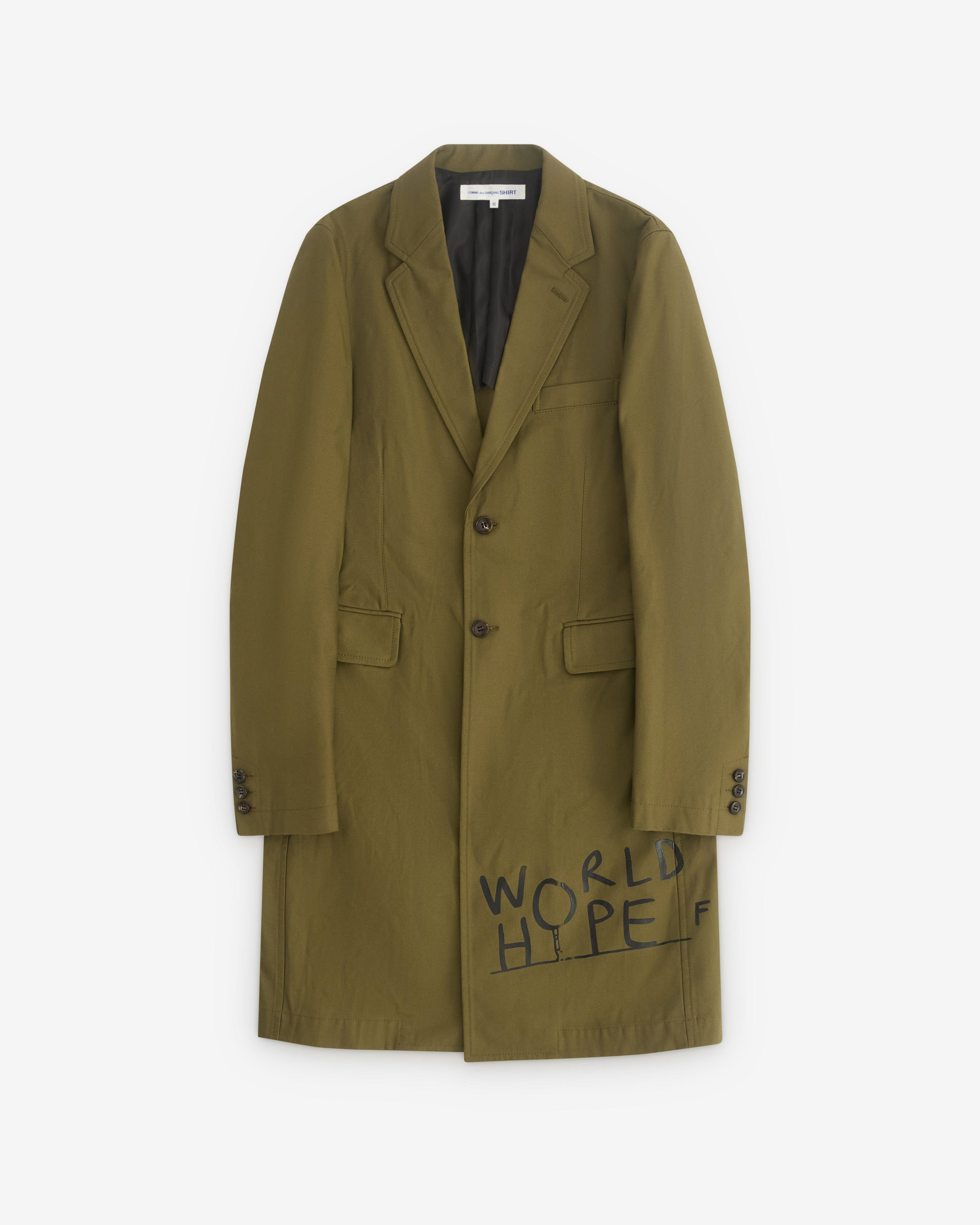 CDG Shirt - Men's Cotton Nylon Back Satin Garment Printed - (Khaki) by COMME DES GARCONS