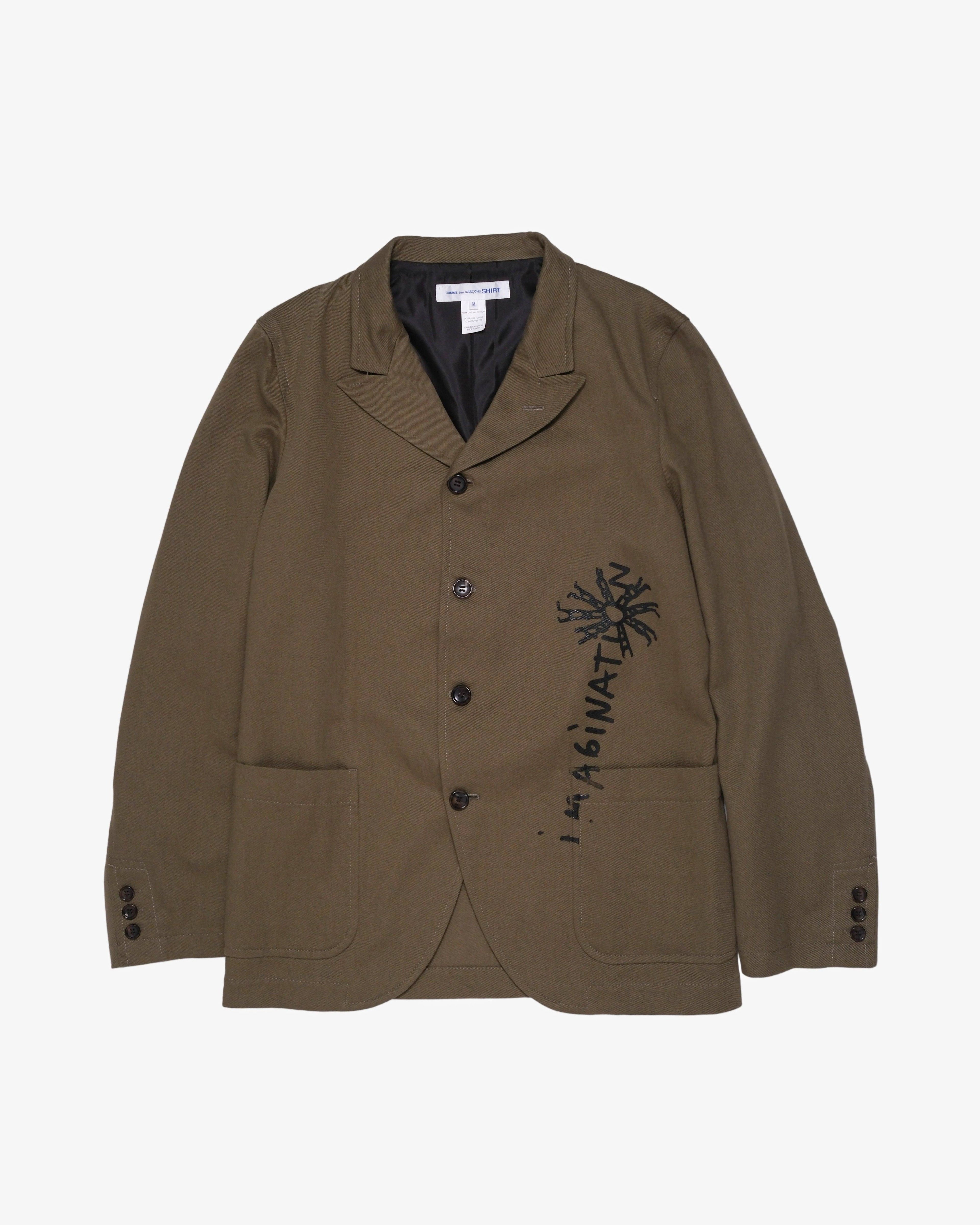CDG Shirt - Men's Cotton Twill Garment Printed - (Khaki) by COMME DES GARCONS