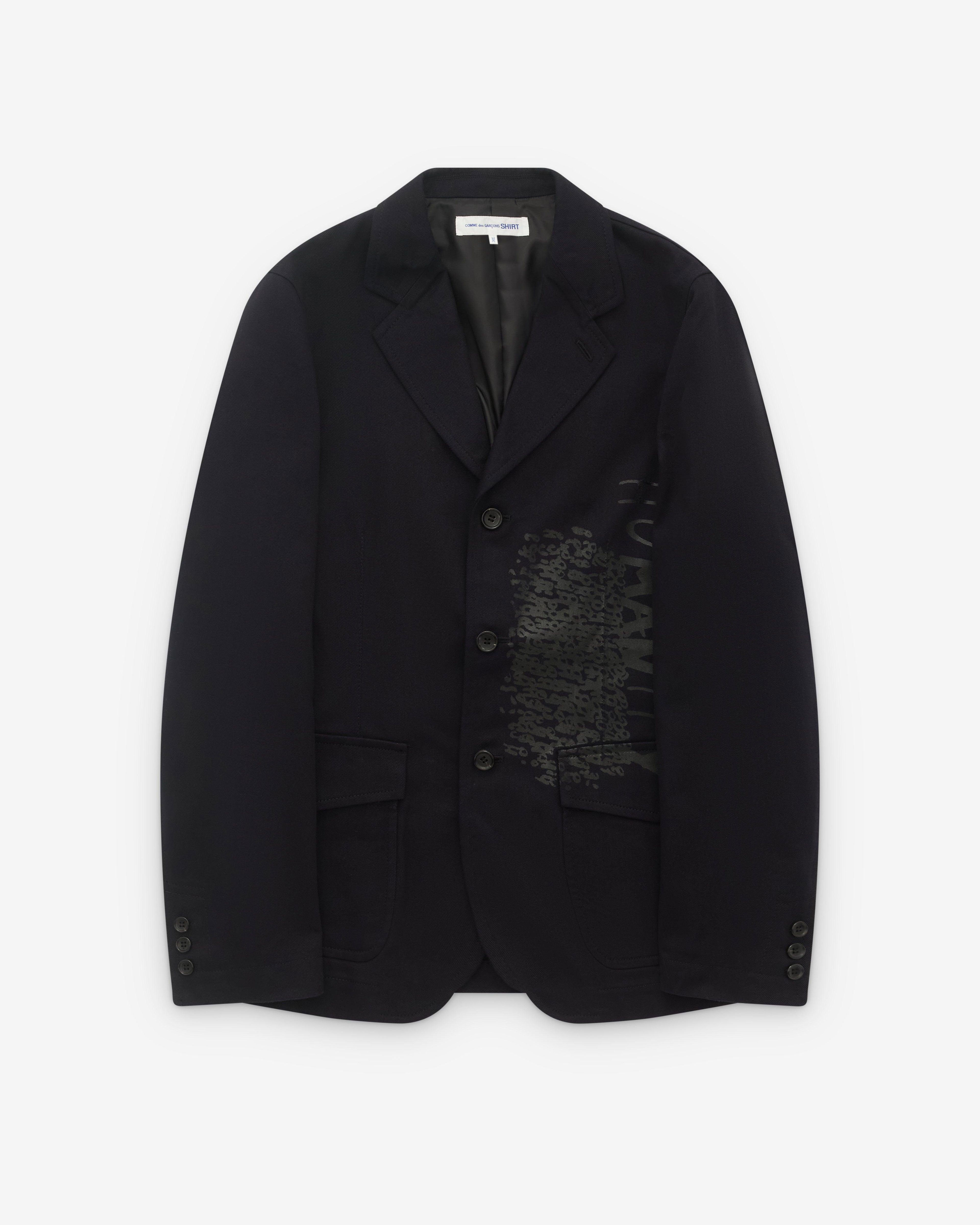 CDG Shirt - Men's Cotton Twill Garment Printed - (Navy) by COMME DES GARCONS